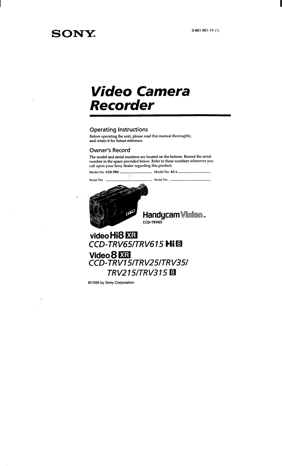 Sony CCD-TRV315 Operating Instruction