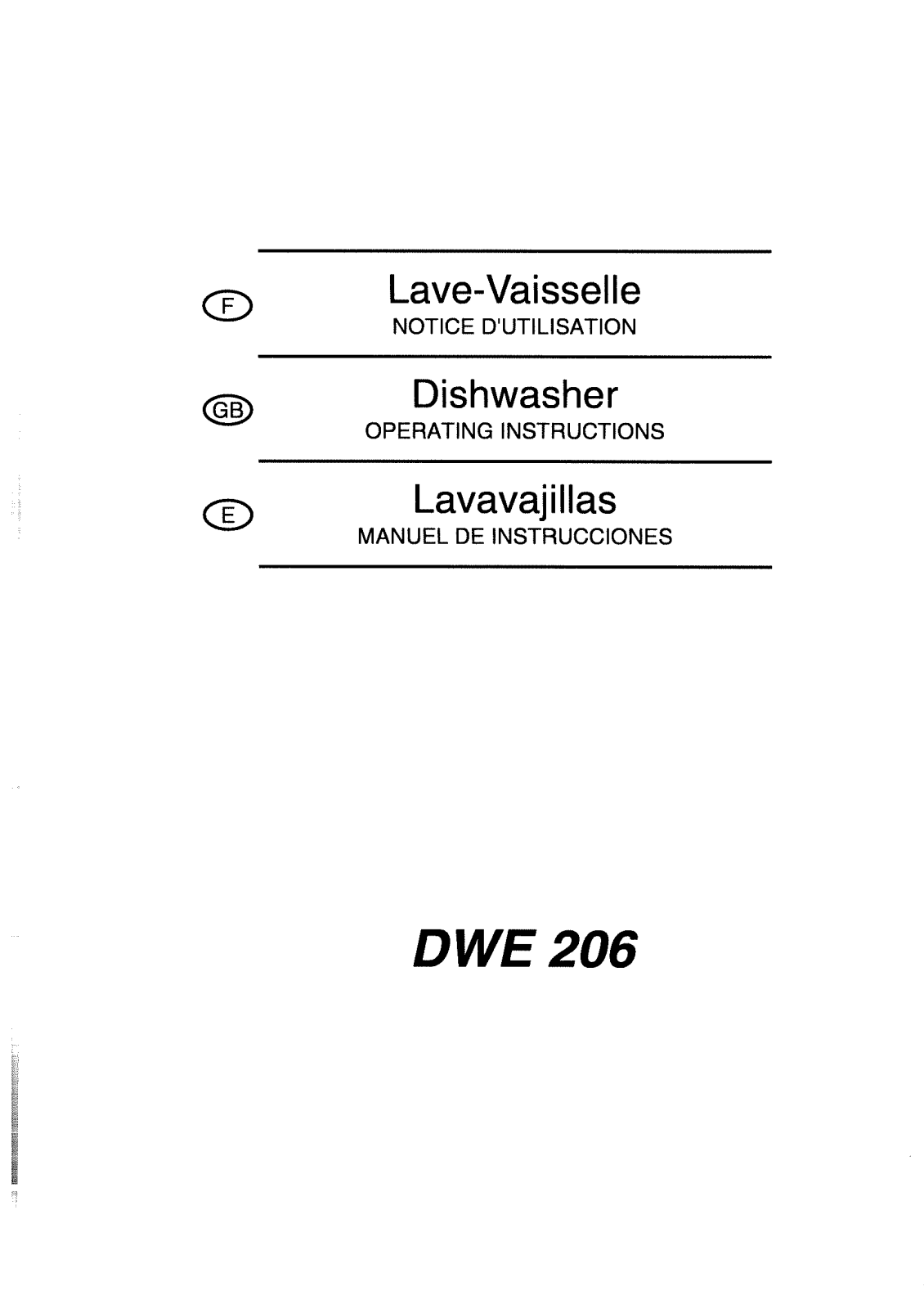 BRANDT DWE206 User Manual