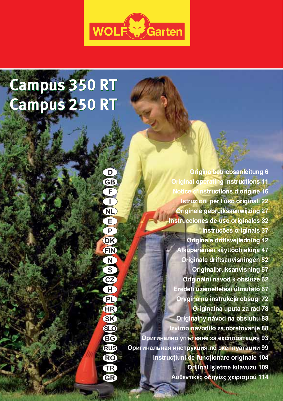 Wolf Garten Campus 250 RT, Campus 350 RT User Manual