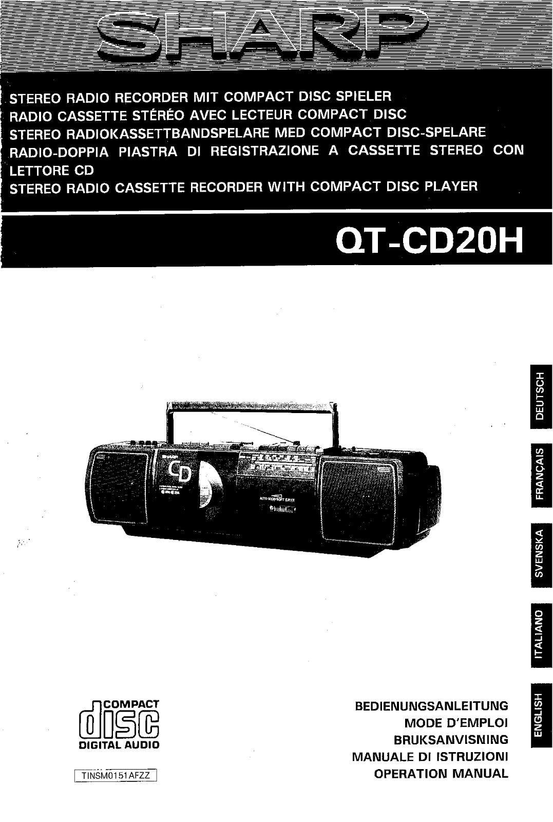 Sharp QT-CD20H User Manual