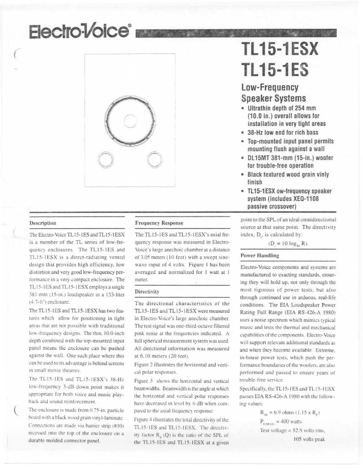 Electro-Voice TL15-1ES User Manual