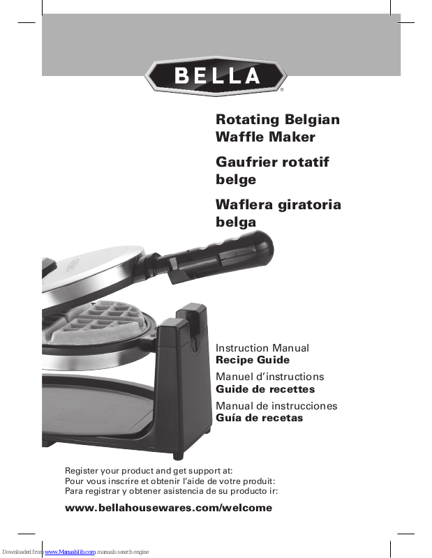 Bella Rotating Belgian Waffle Maker Instruction Manual