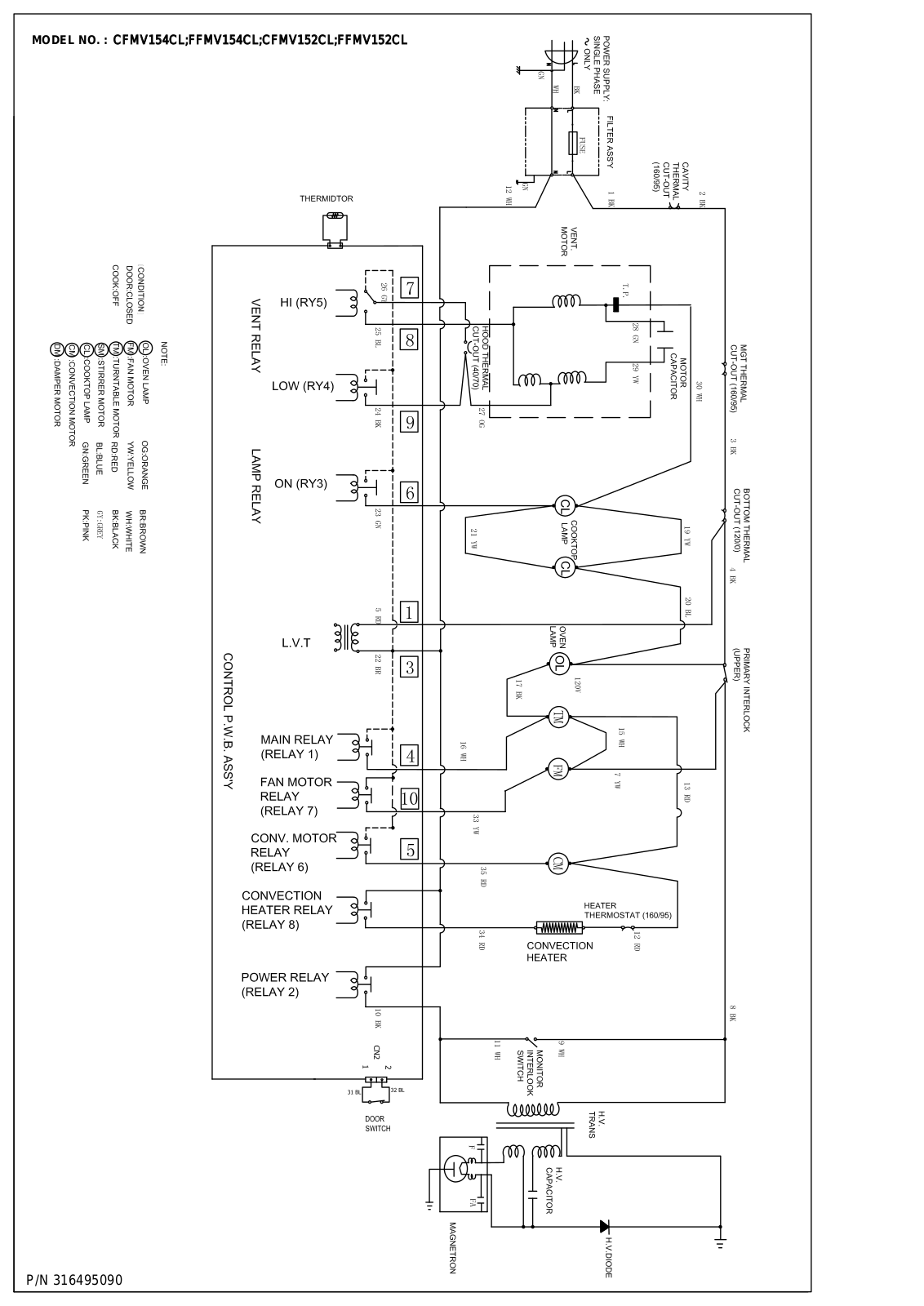 Frigidaire FFMV154CLS Wiring diagram