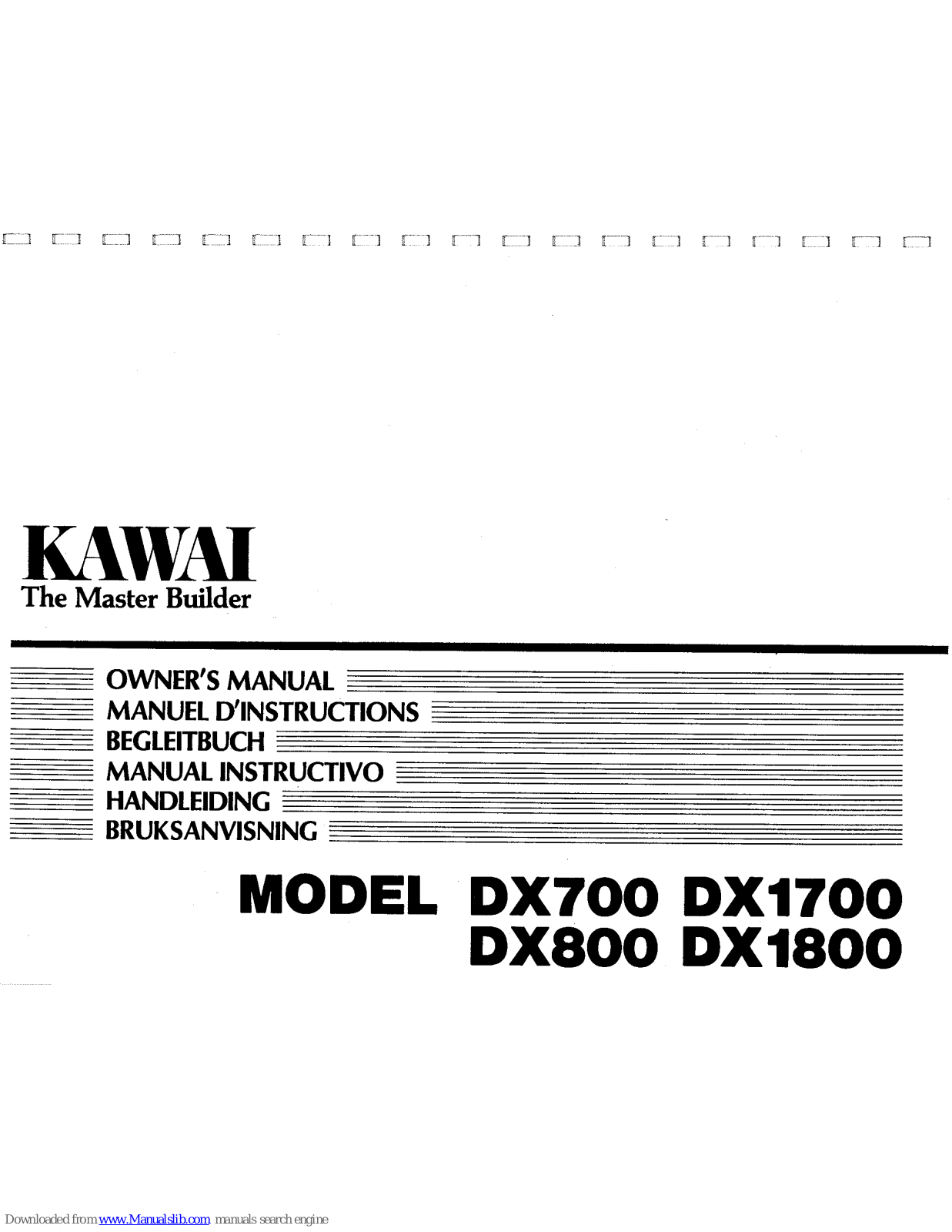 Kawai DX1800, DX700, DX1700 Owner's Manual