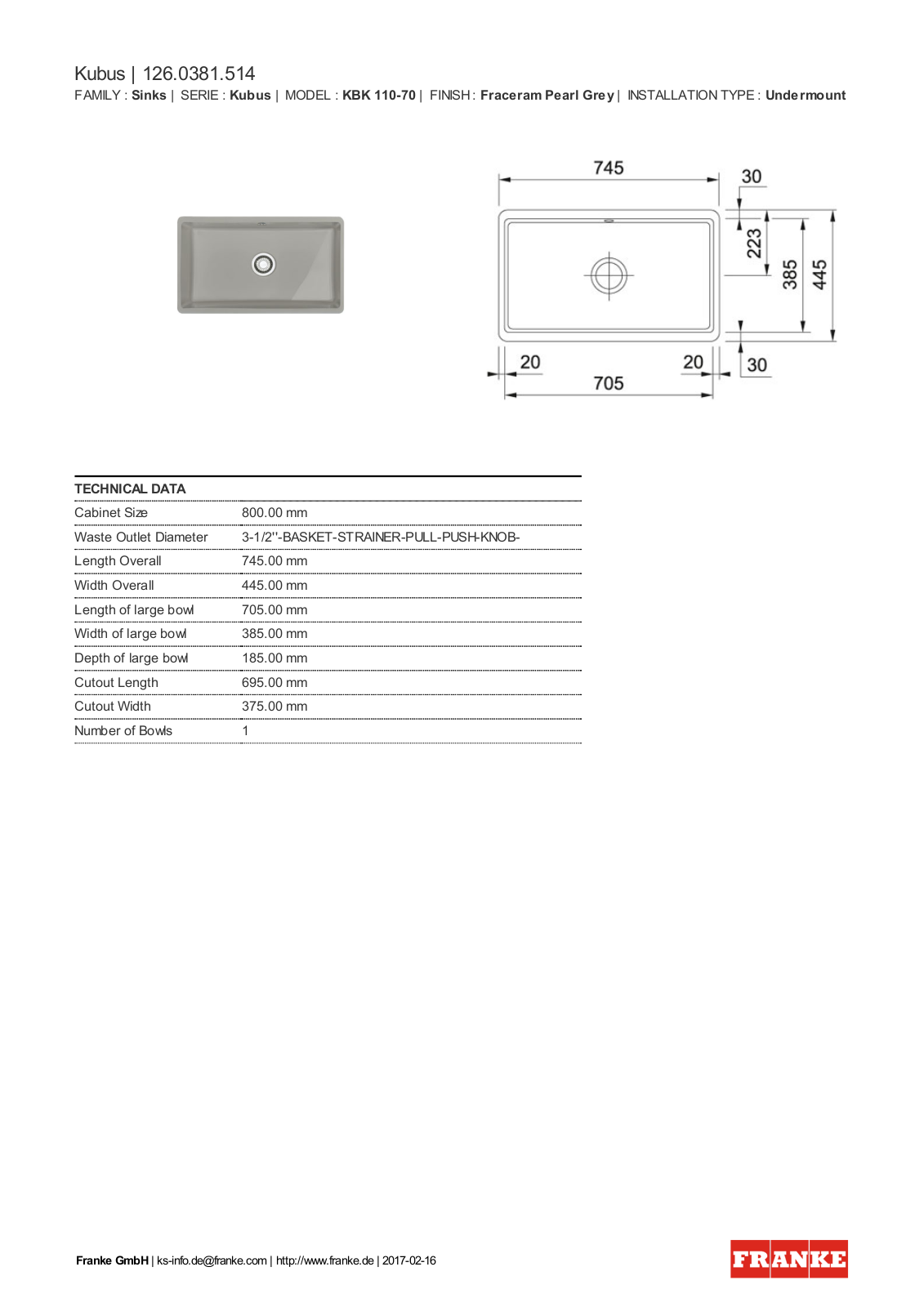 Franke 126.0381.514 Service Manual