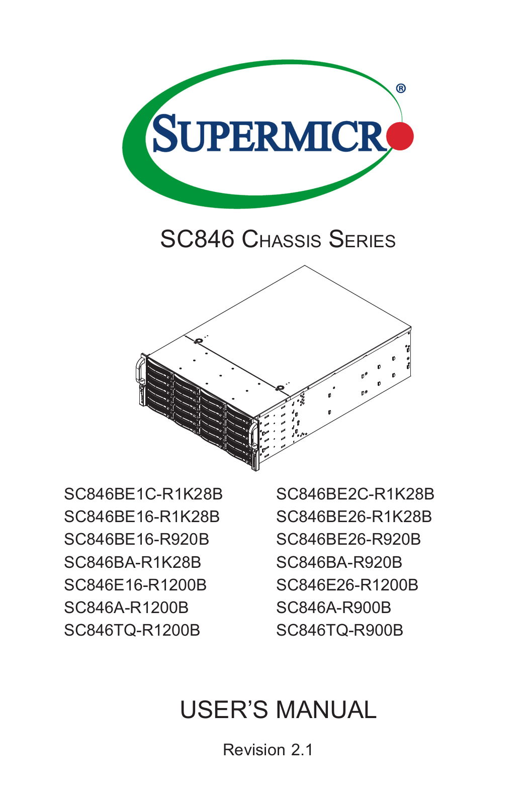 Supermicro SuperChassis 846BE1C-R1K28B operation manual