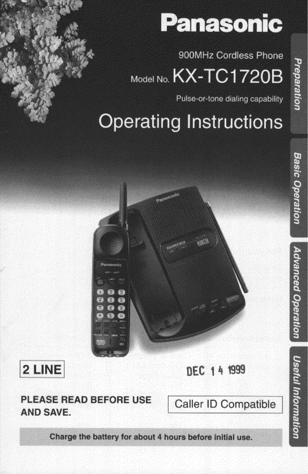 Panasonic KXTC1720B User Manual