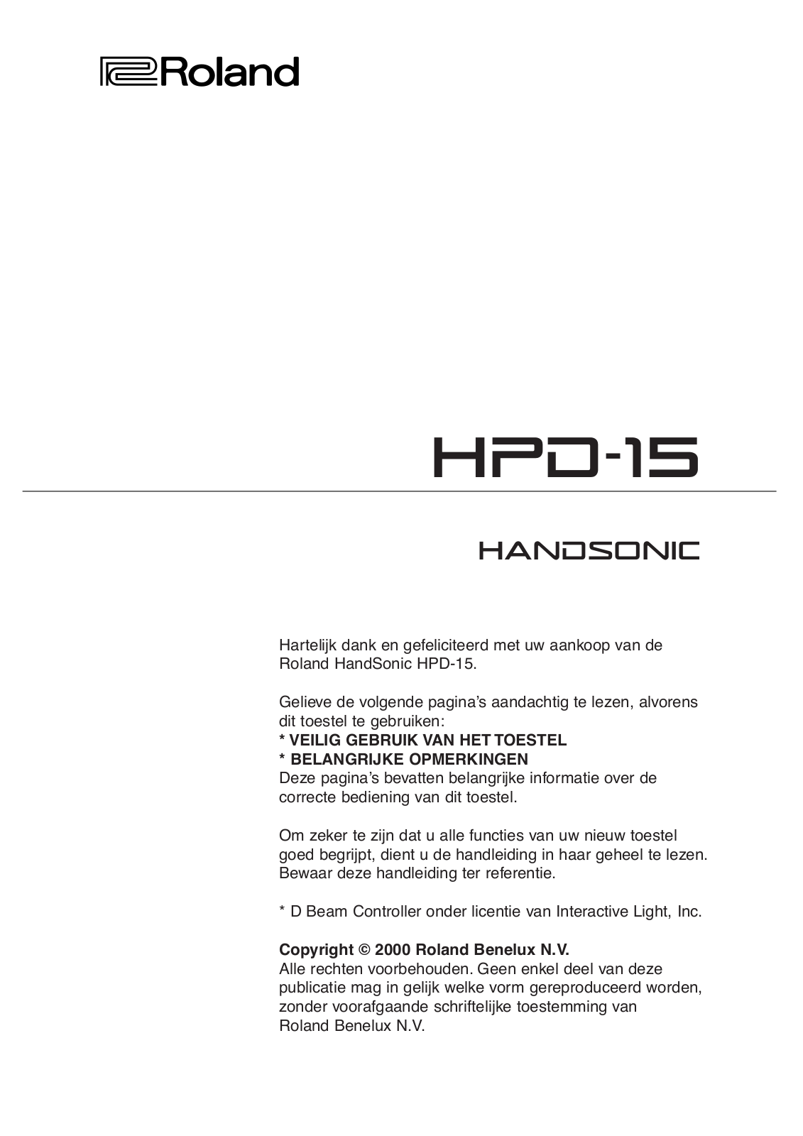 Roland HPD-15 User Manual