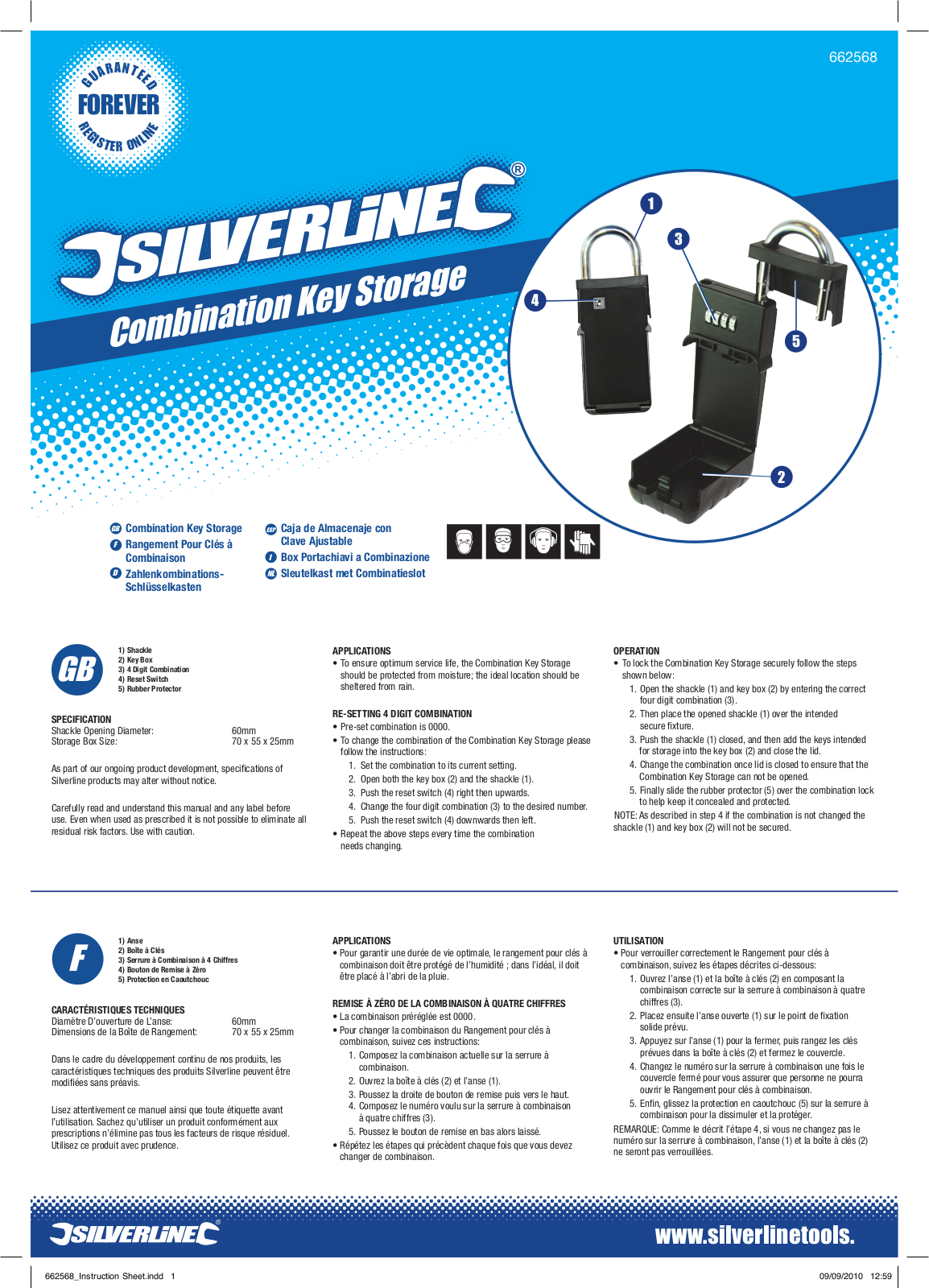 Silverline Combination Key Storage User Manual