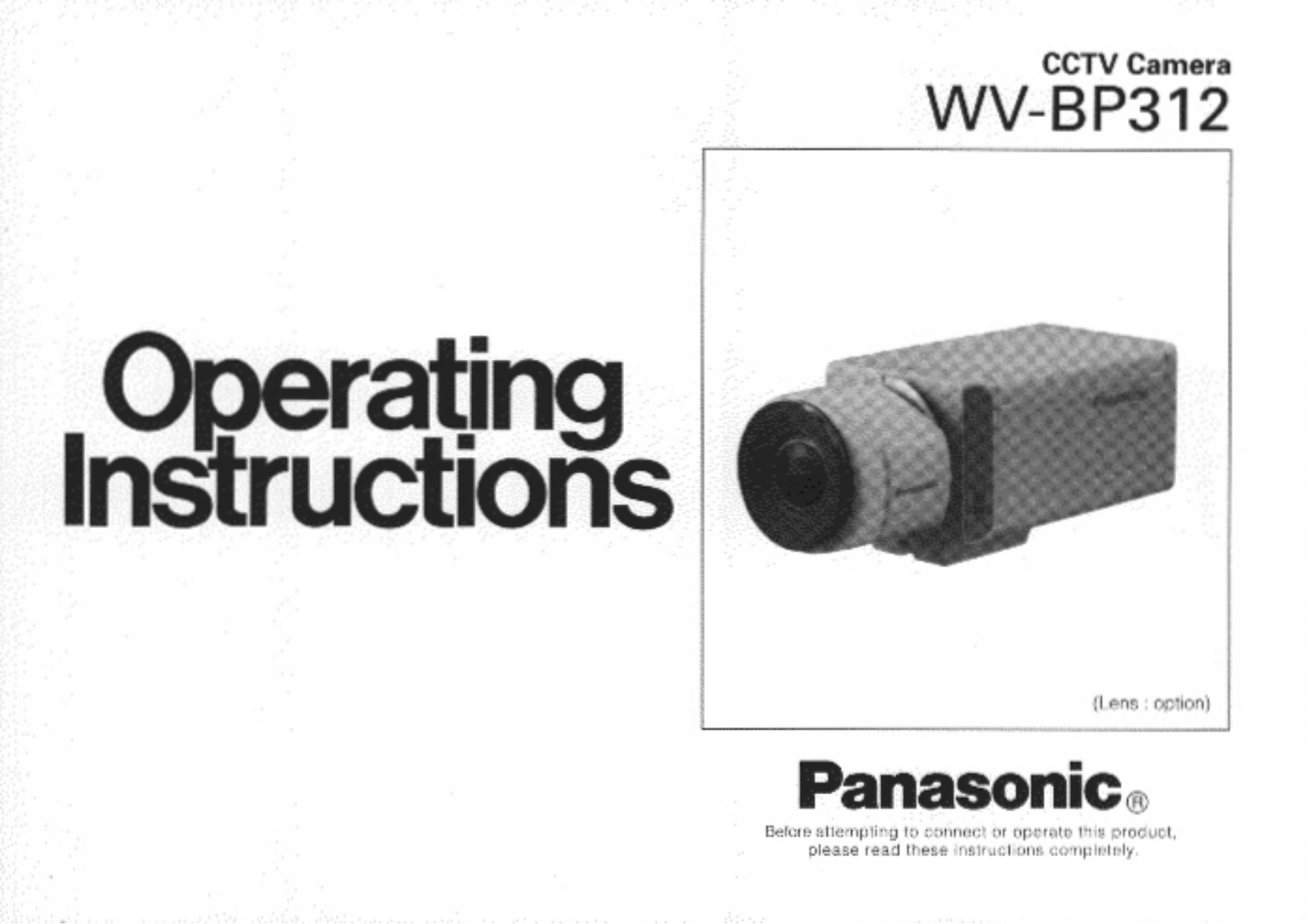 Panasonic wv-bp312 Operation Manual