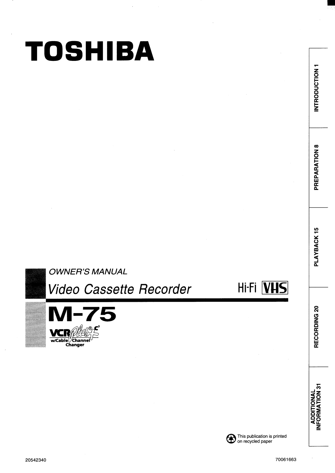 Toshiba M75 Owner's Manual