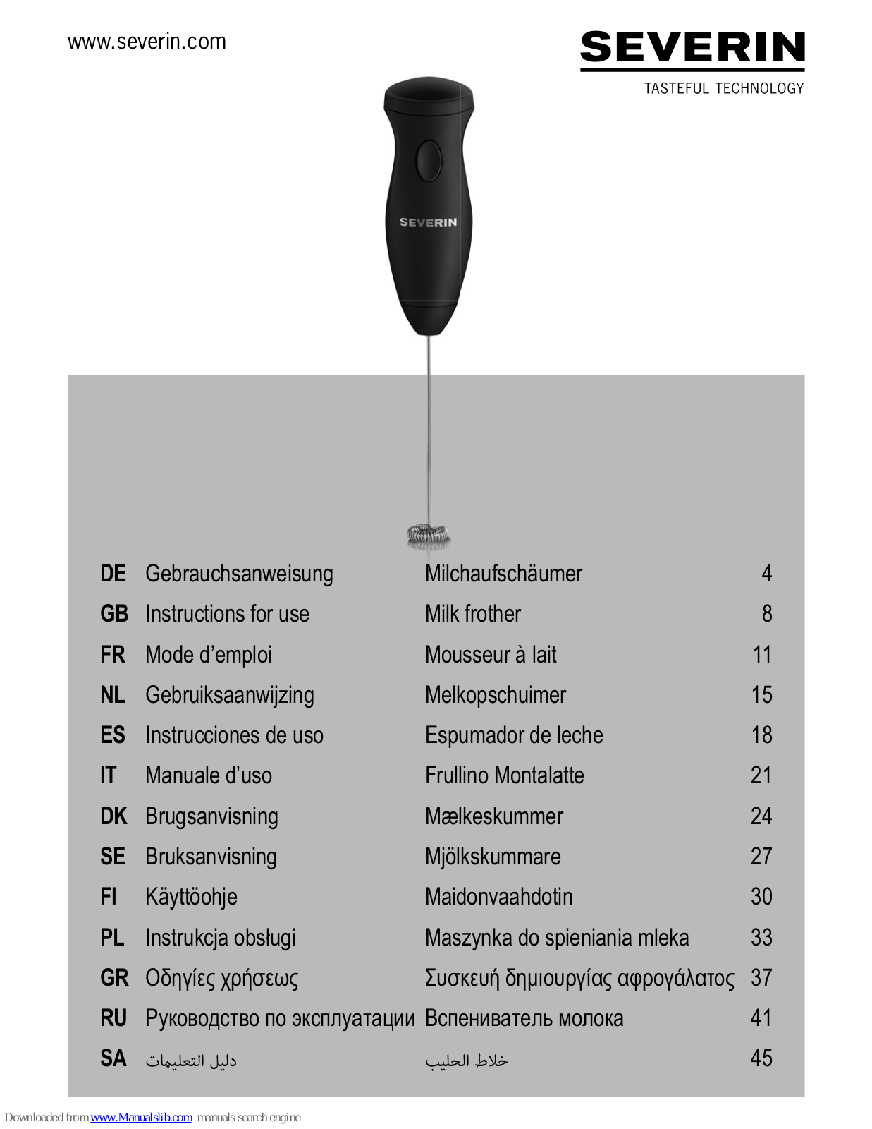 SEVERIN 3590 Instructions For Use Manual