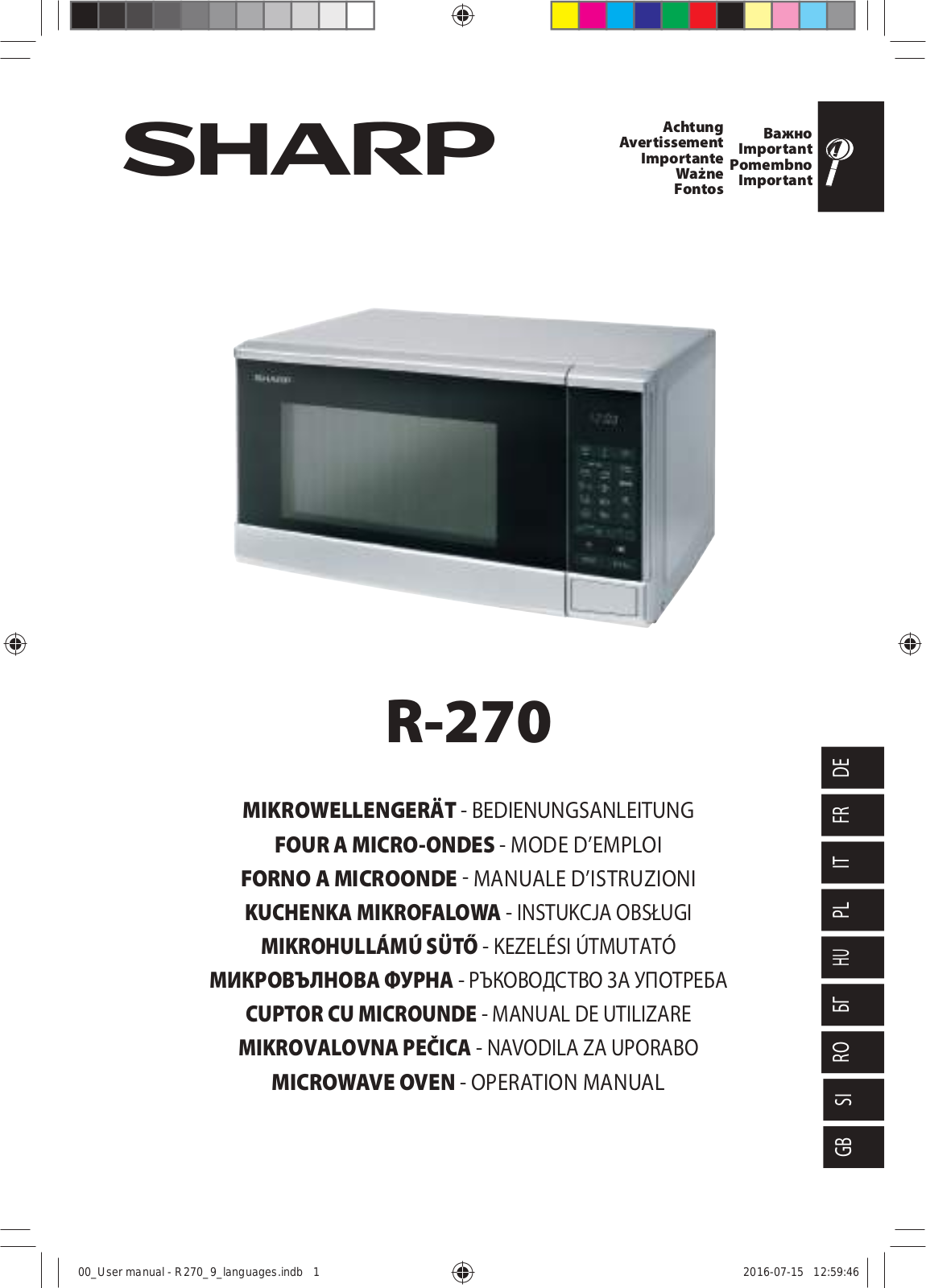 SHARP R270KM, R270WM User Manual