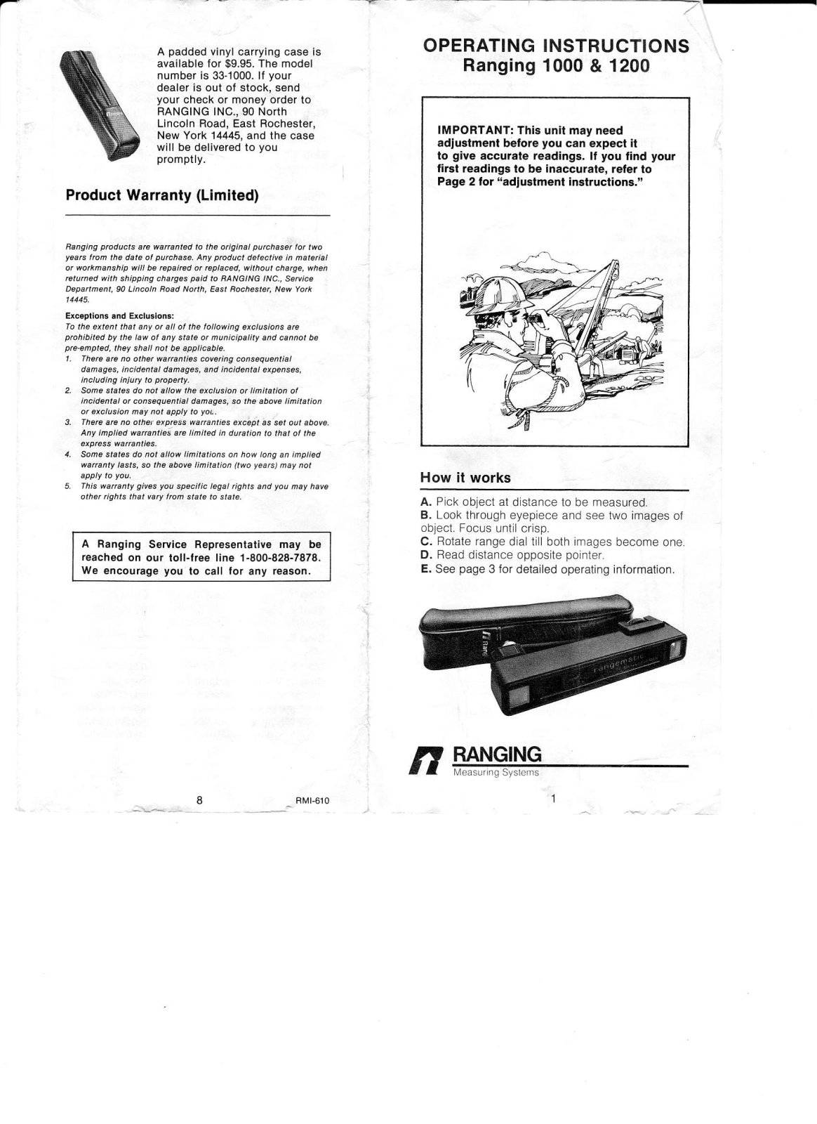 Ranging 1000 Operating Instruction - ManualMachine.com