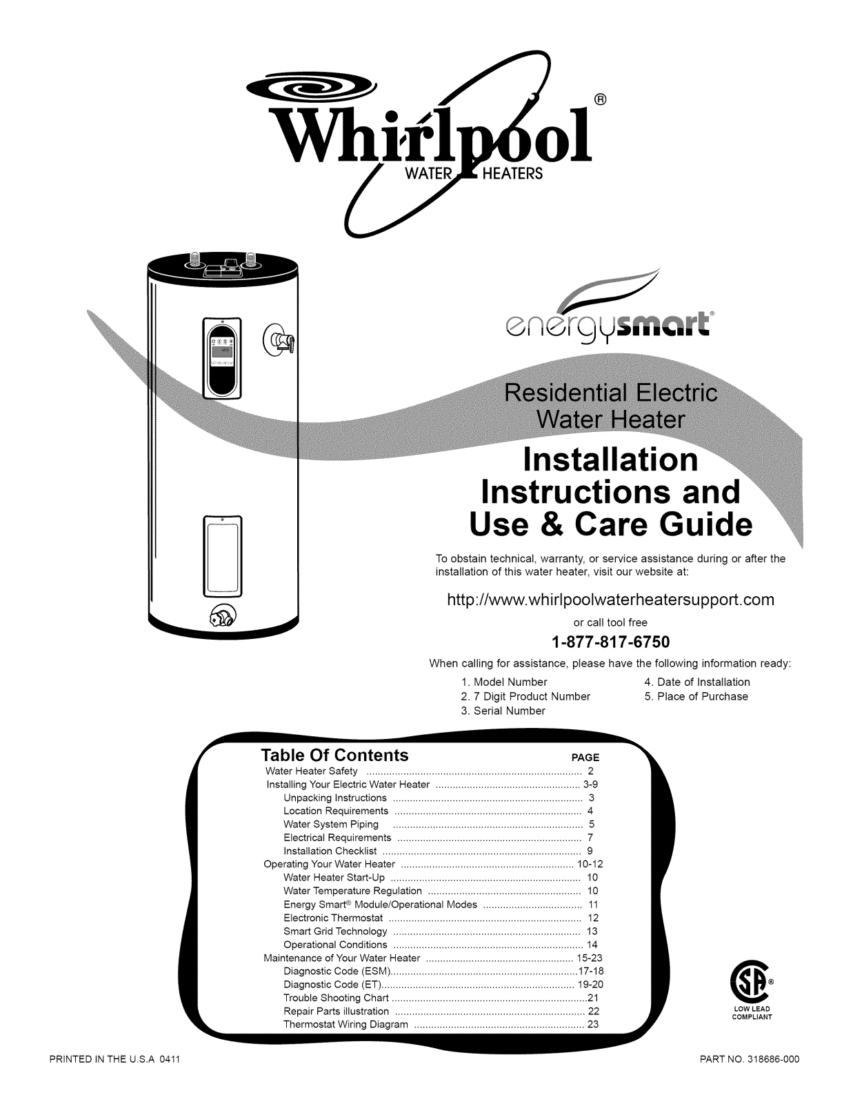 Whirlpool ES50R92-45D, ES50R123-45D, ES40R92-45D, ES40R123-45D Owner’s Manual