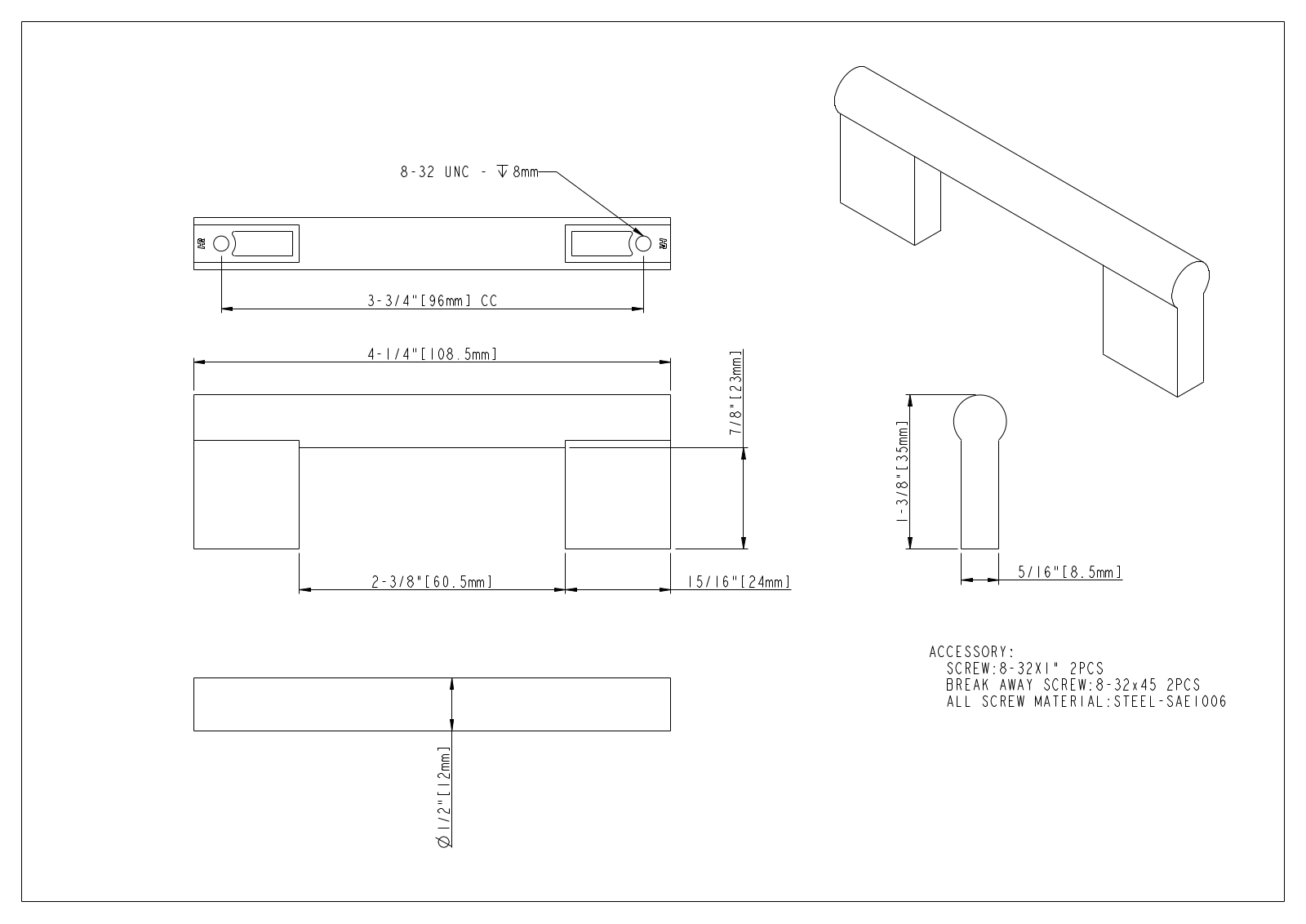 Elements by Hardware Resources ELMT1272 Dimensions - ManualMachine.com