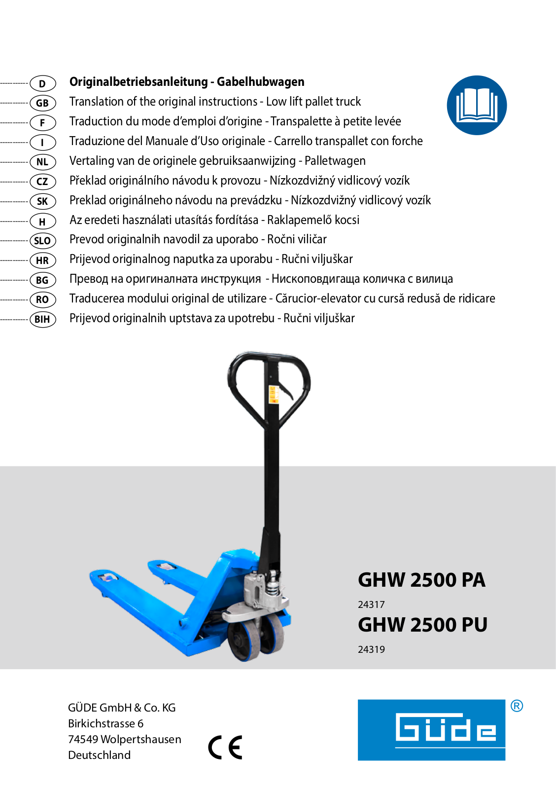 GÜDE GHW 2500 PA operation manual