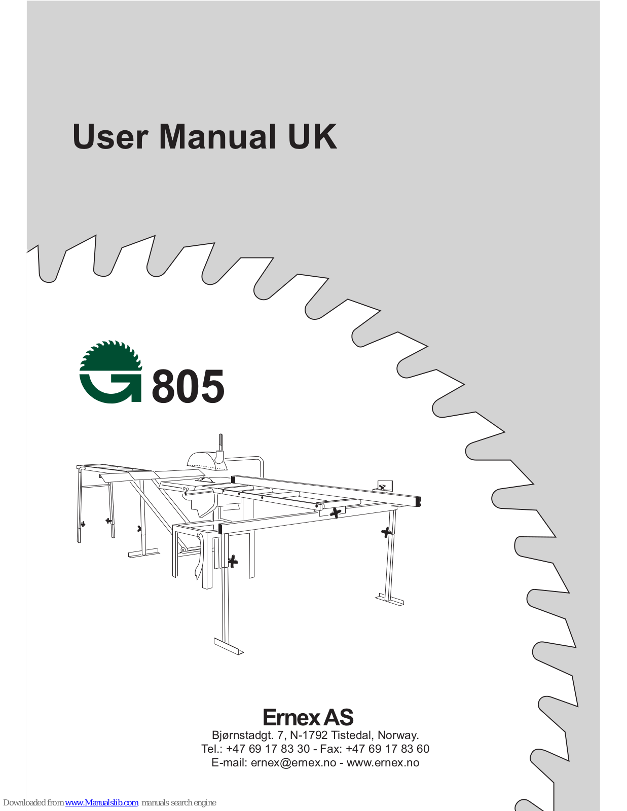 Ernex Norsaw 805 User Manual