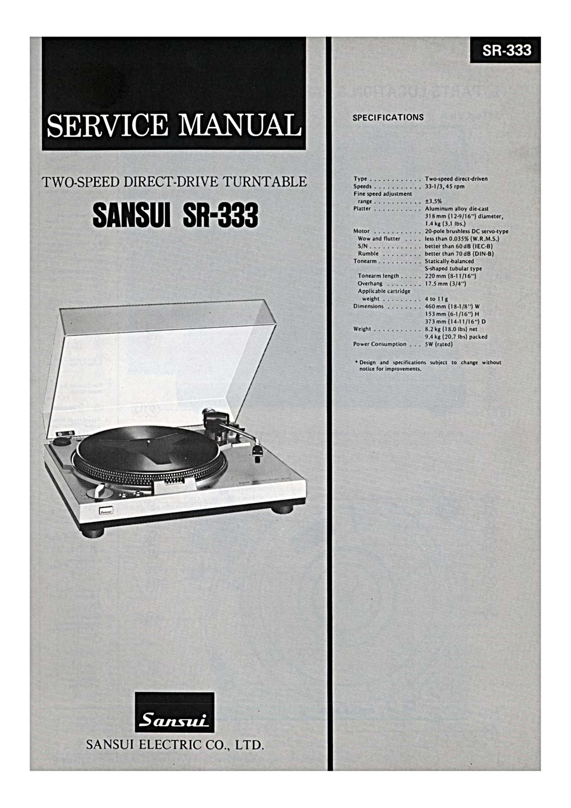 Sansui SR-333 Service Manual