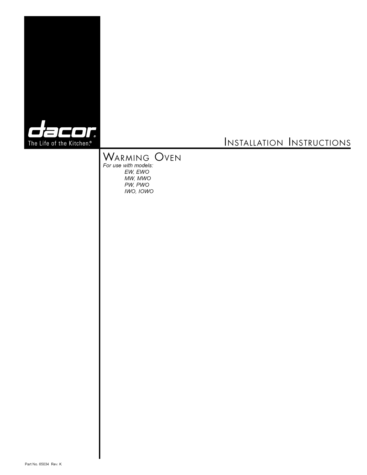 Dacor IWO24, IWO27, MW27, MW30, MWO27 Installation Guide - ManualMachine.com