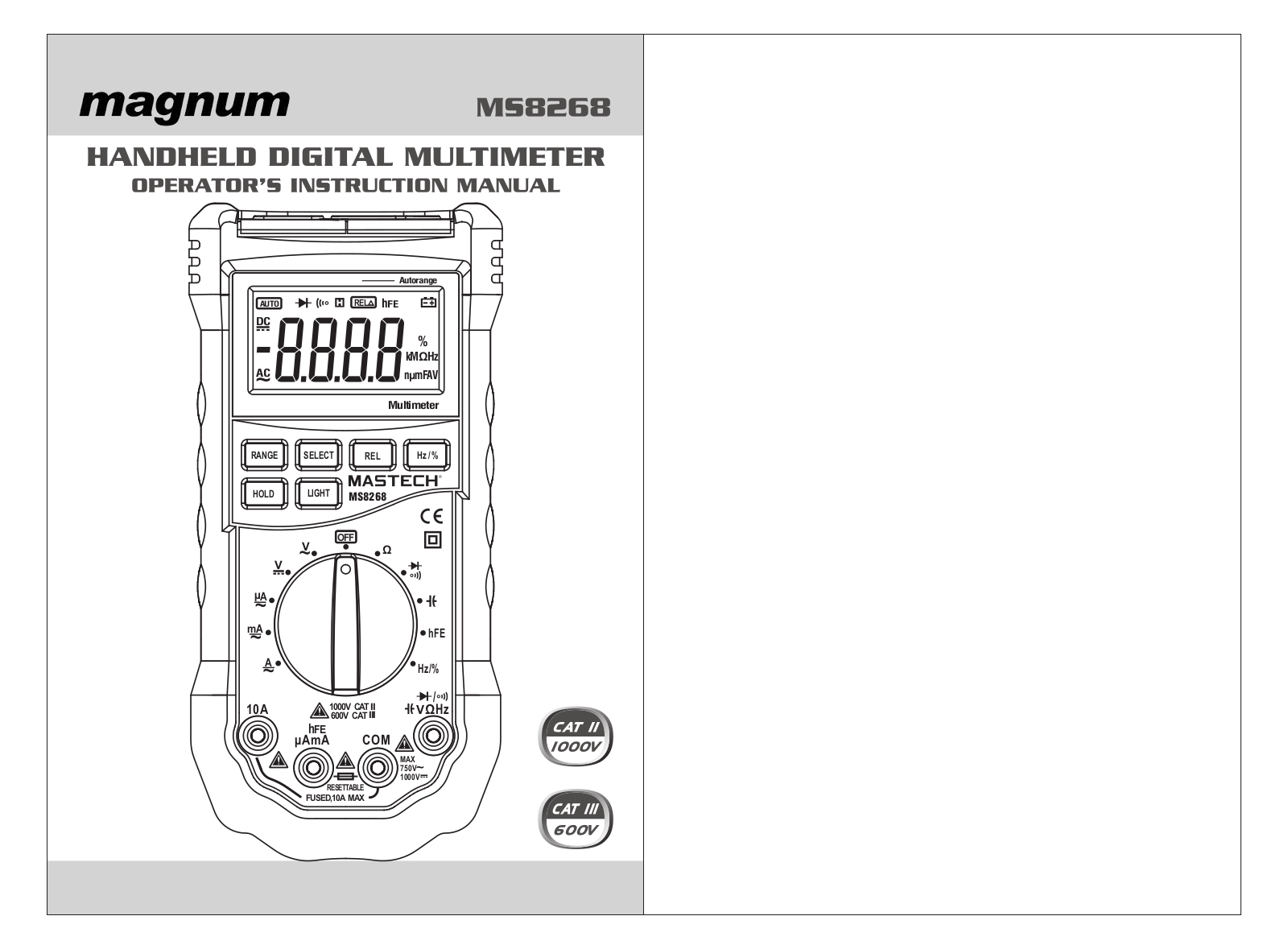 Magnum MS8268 Operator's Instruction Manual