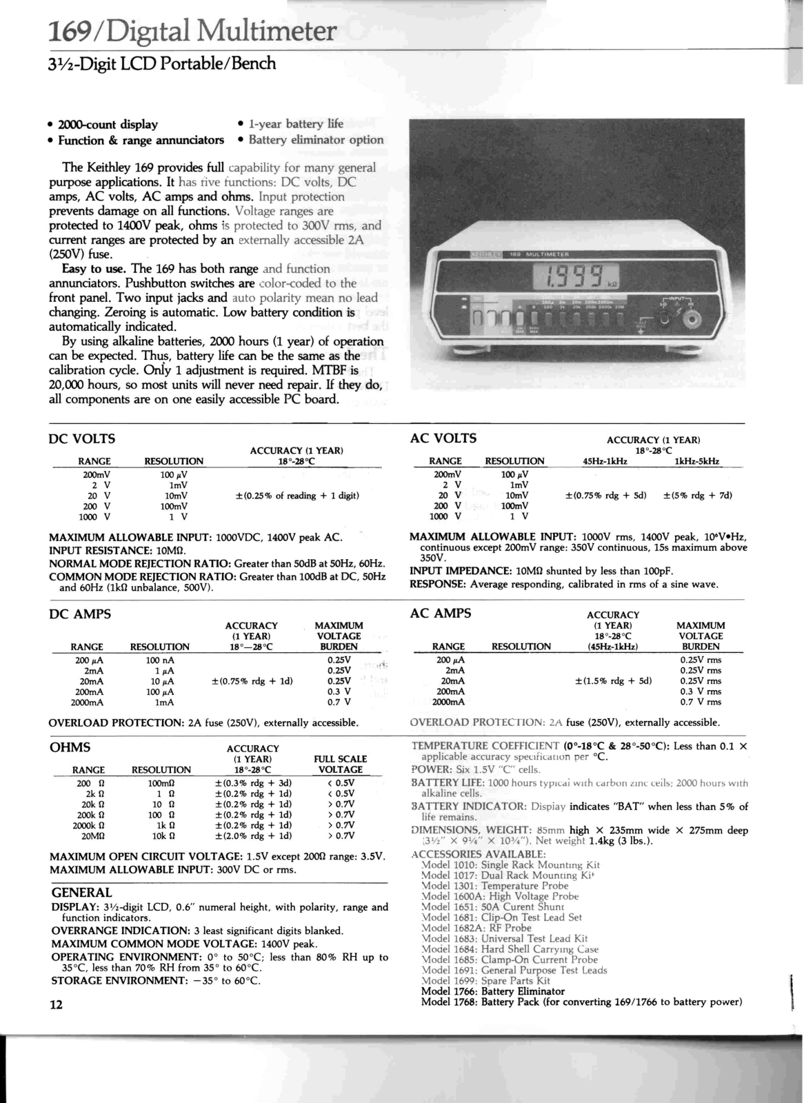 Keithley 169 Datasheet