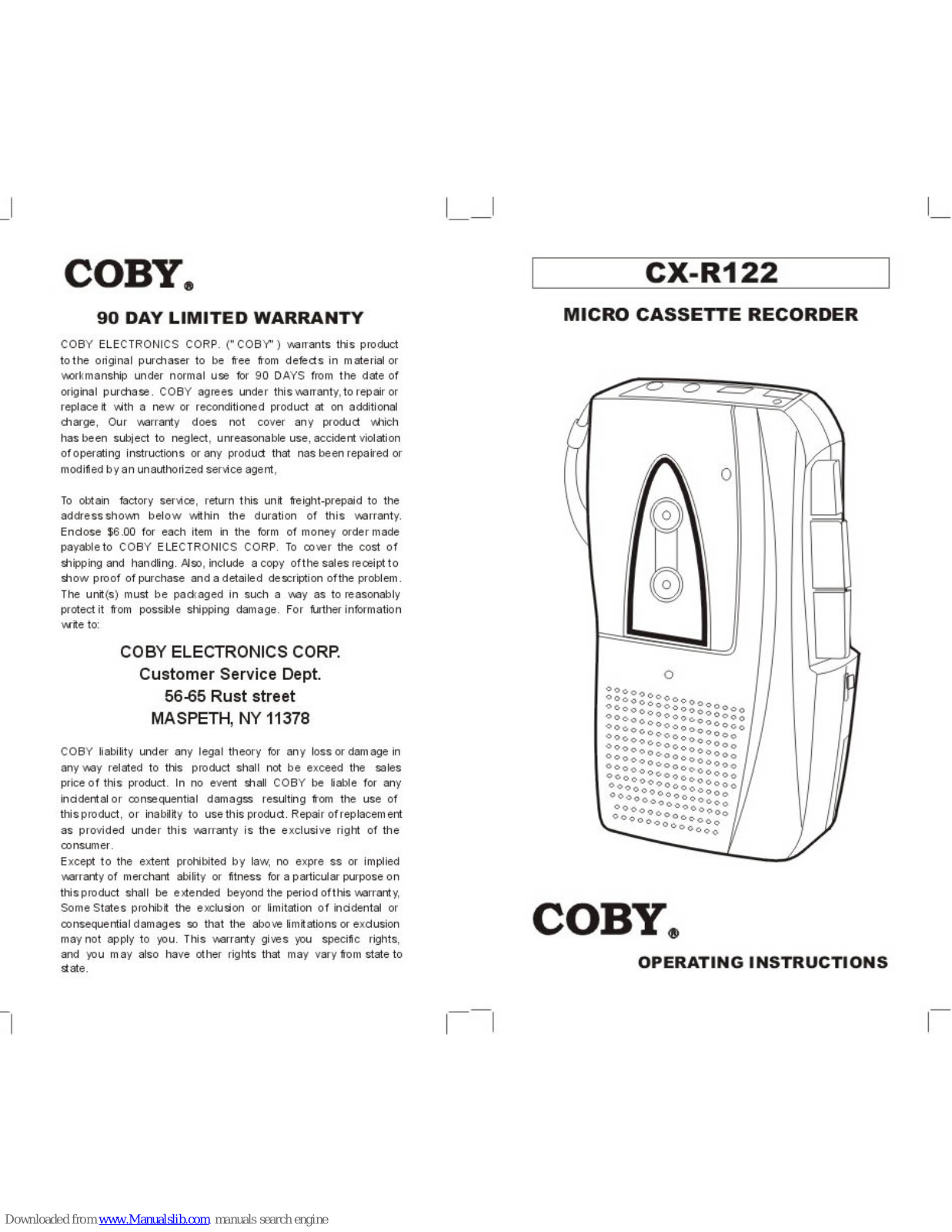 Coby CX-R122 User Manual