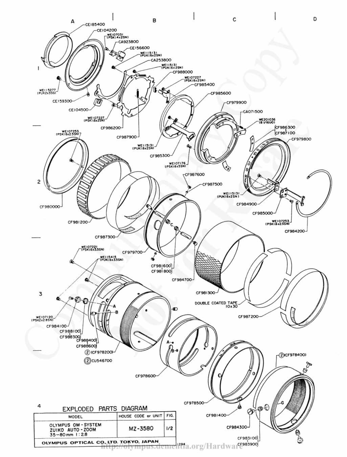 OLYMPUS 35-80mm f2.8 Service Manual