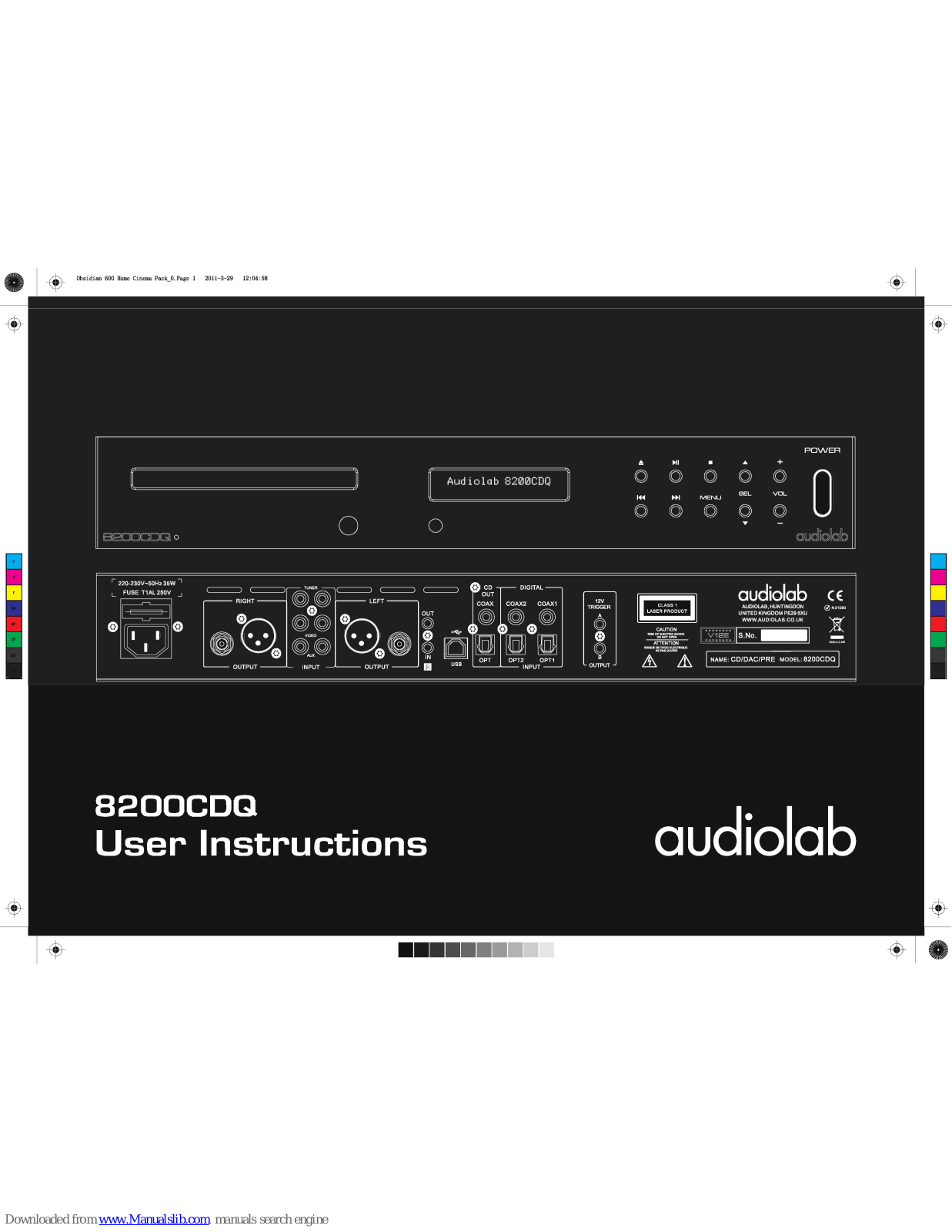 Audiolab 8200CDQ User Instructions - ManualMachine.com