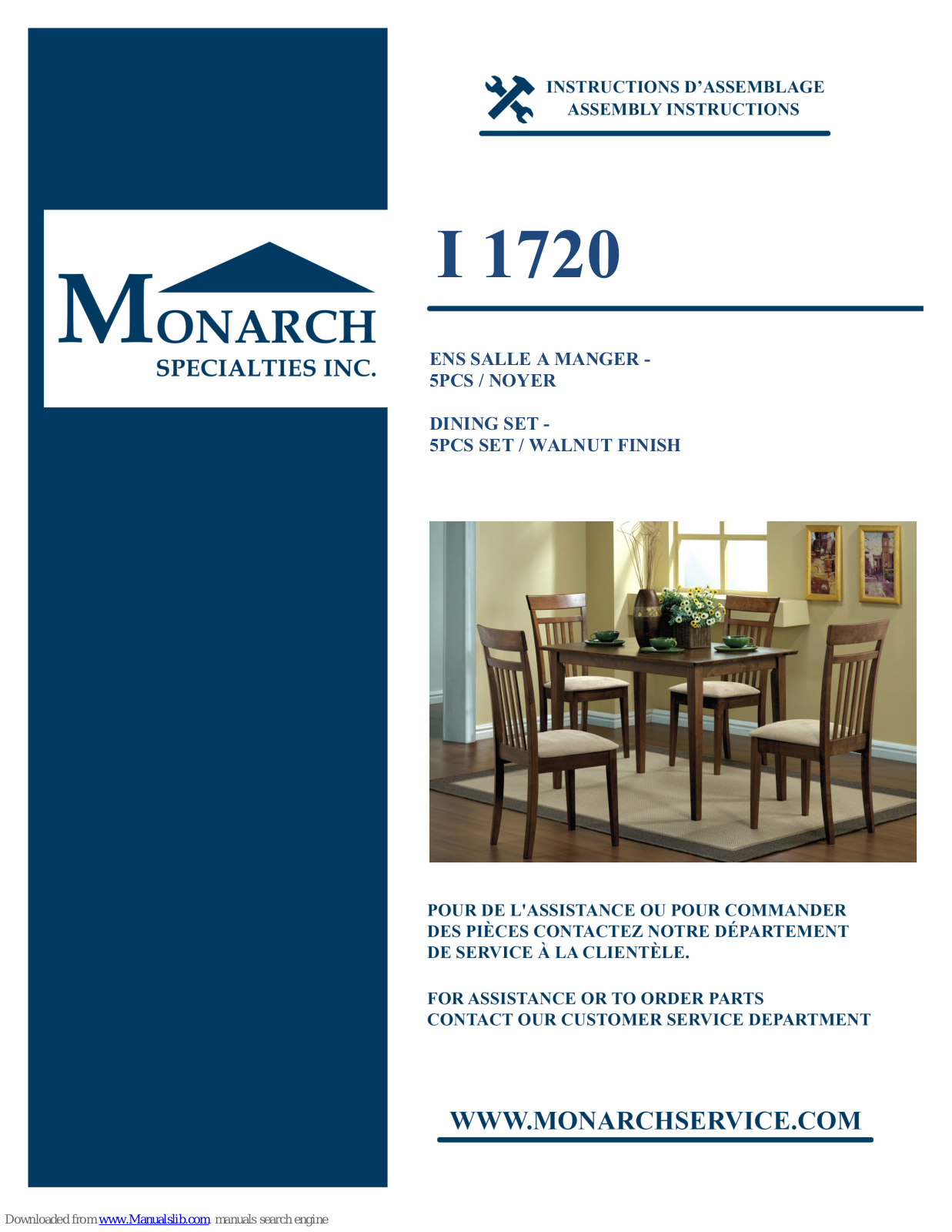 Monarch Specialties I 1720 Assembly Instructions Manual