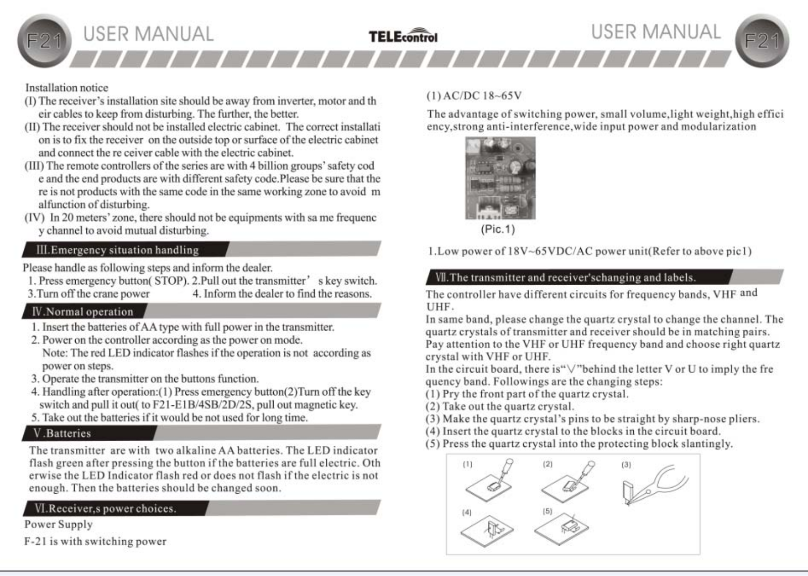 NINGBO UTING ELECTRONIC F21, F21 RX User Manual