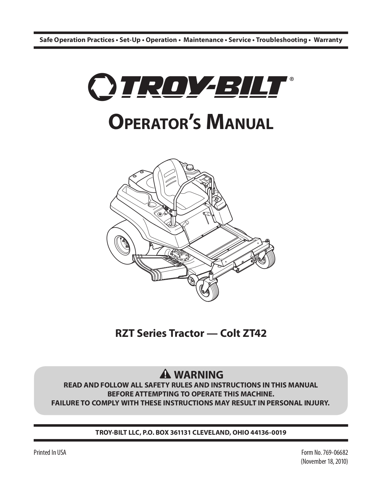 Troy-Bilt ZT42 User Manual