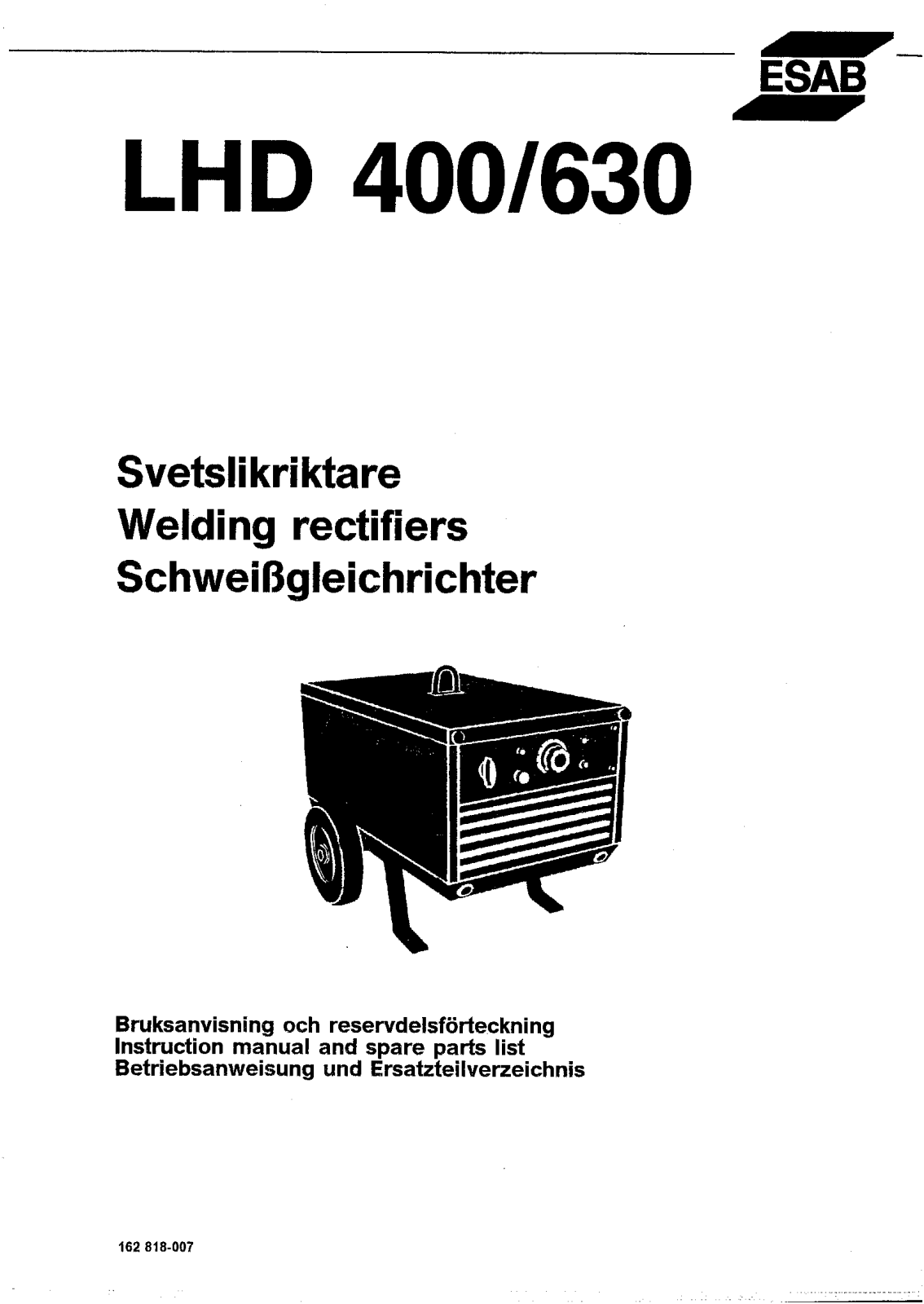 ESAB LHD 400, LHD 630 Instruction manual