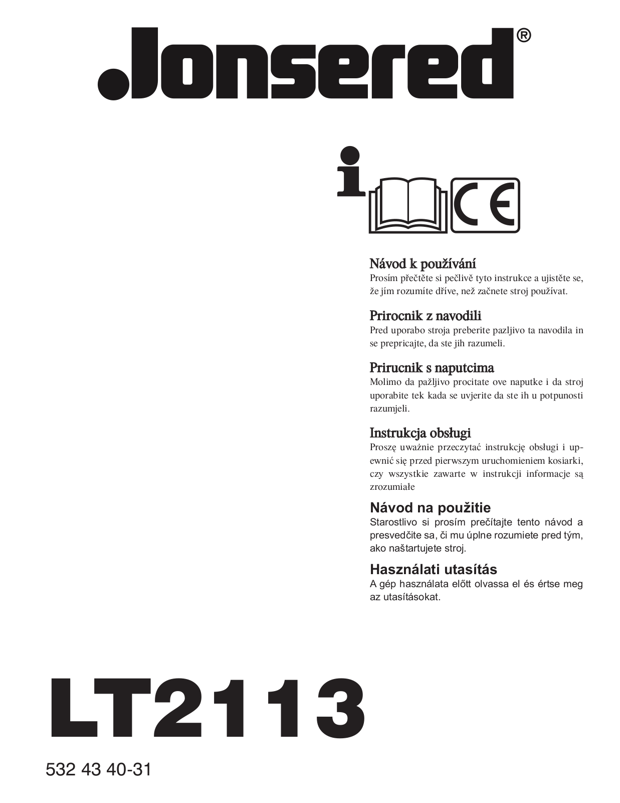 Jonsered LT 2113 User Manual