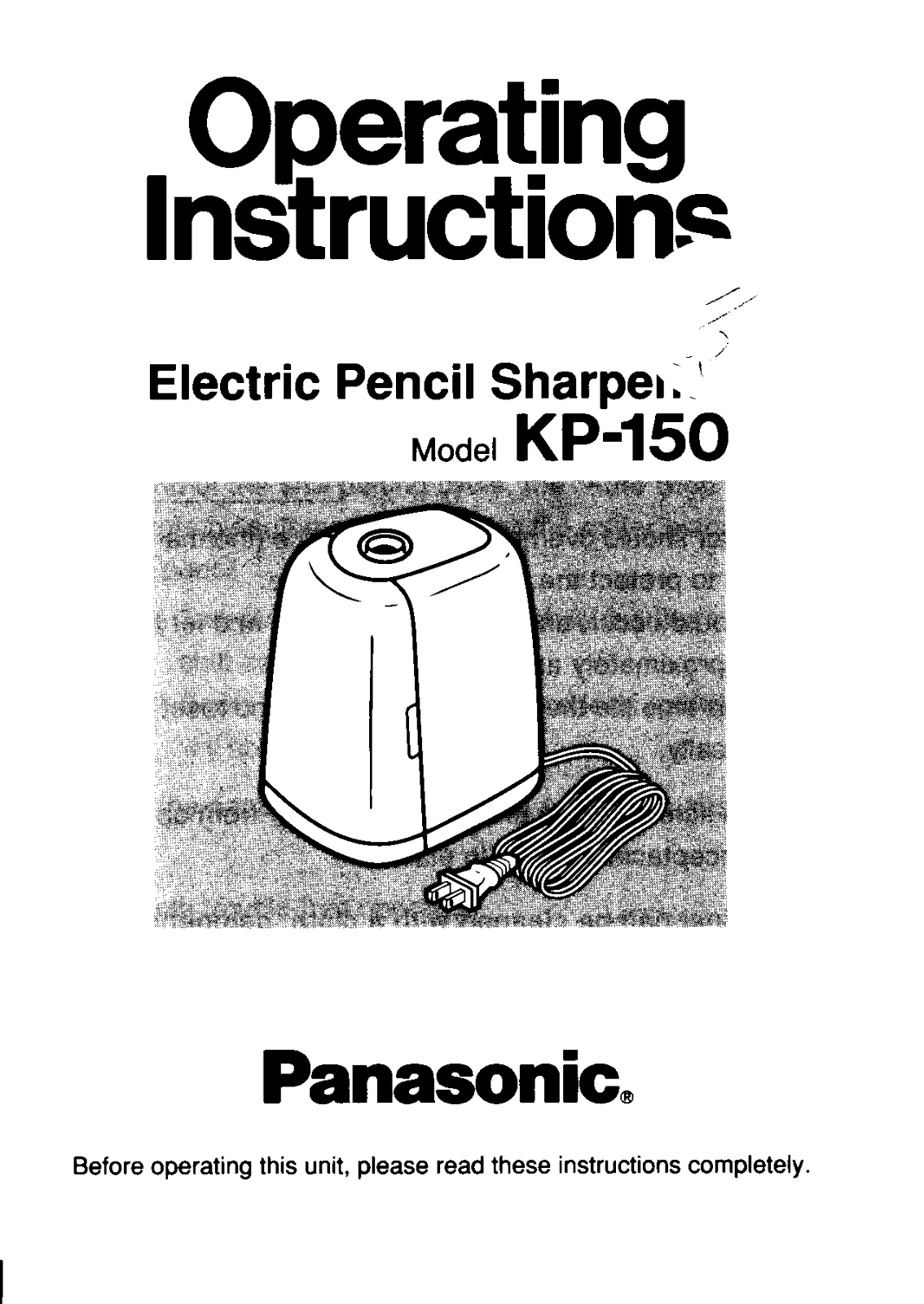 Panasonic kp-150 Operation Manual
