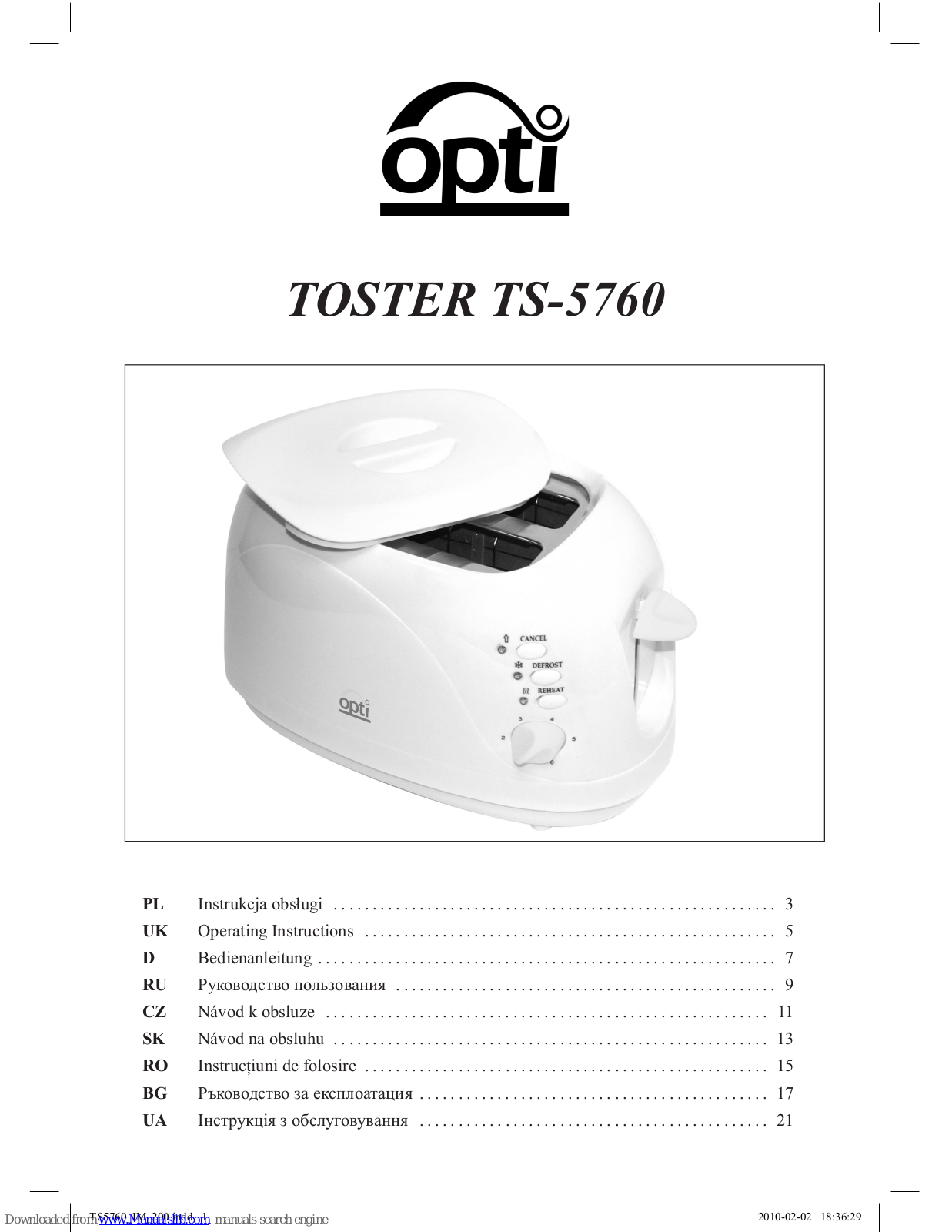 OPTi TS-5760 Operating Instructions Manual