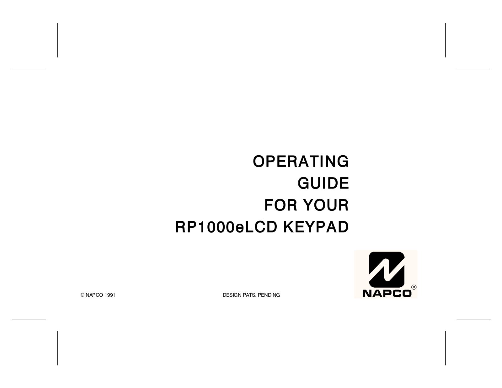 Napco MAGNUM ALERT RP1000E LCD operating Manual