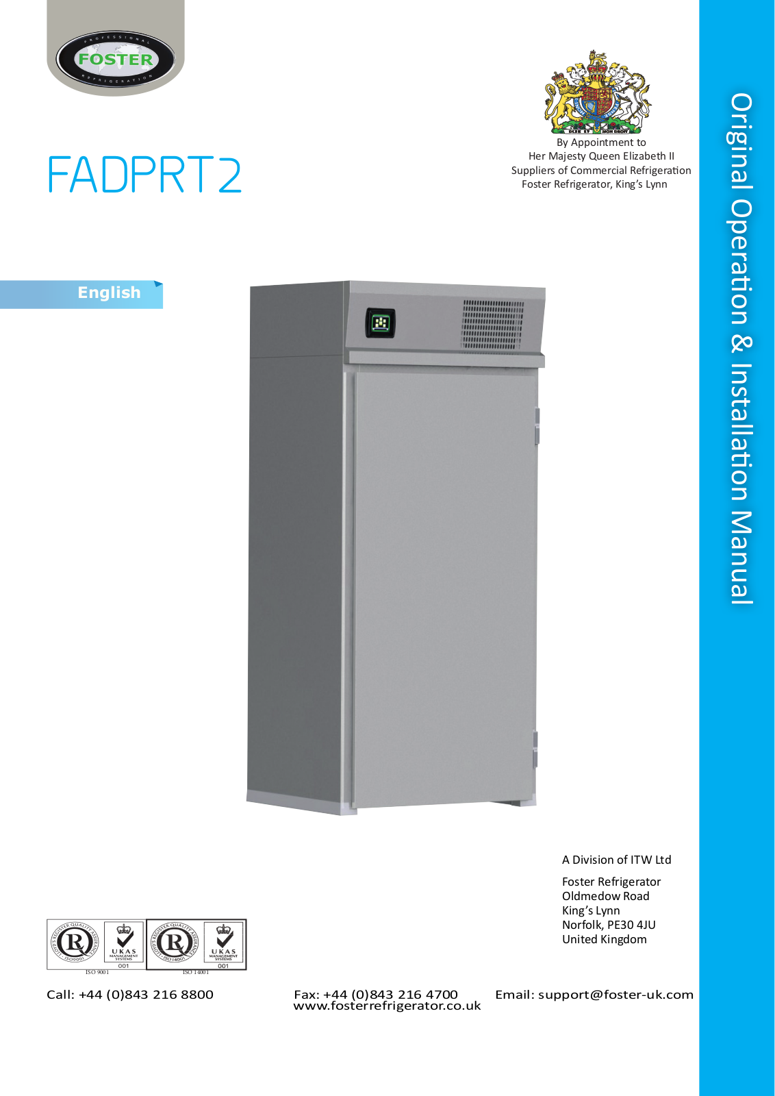 Foster FADPRT2 Original Operation & Installation Manual