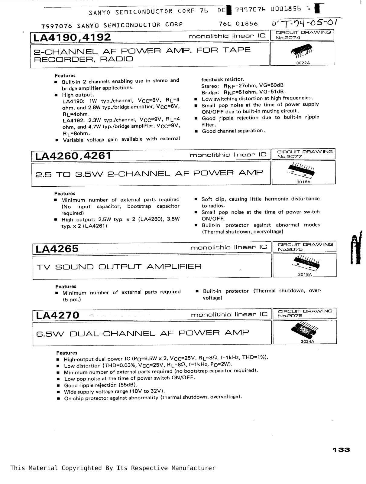 Datasheet LA4190 Specification - ManualMachine.com