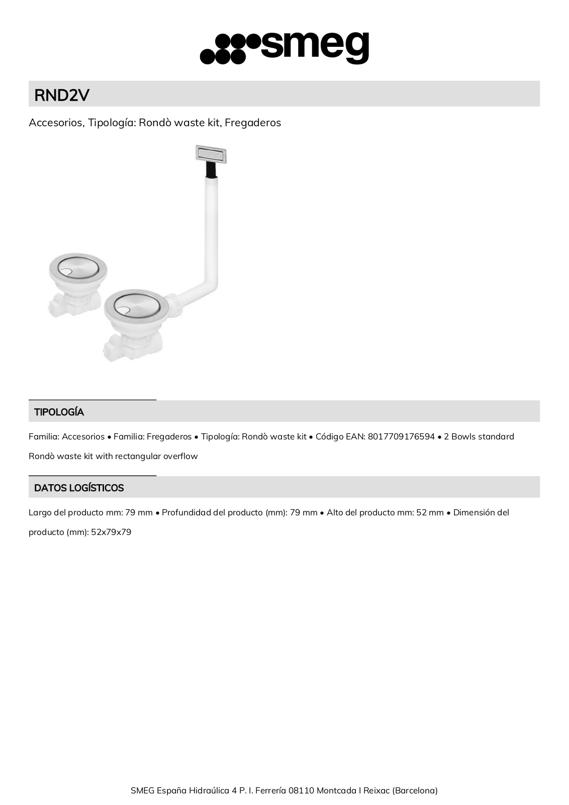 Smeg RND2V Product Information Sheet