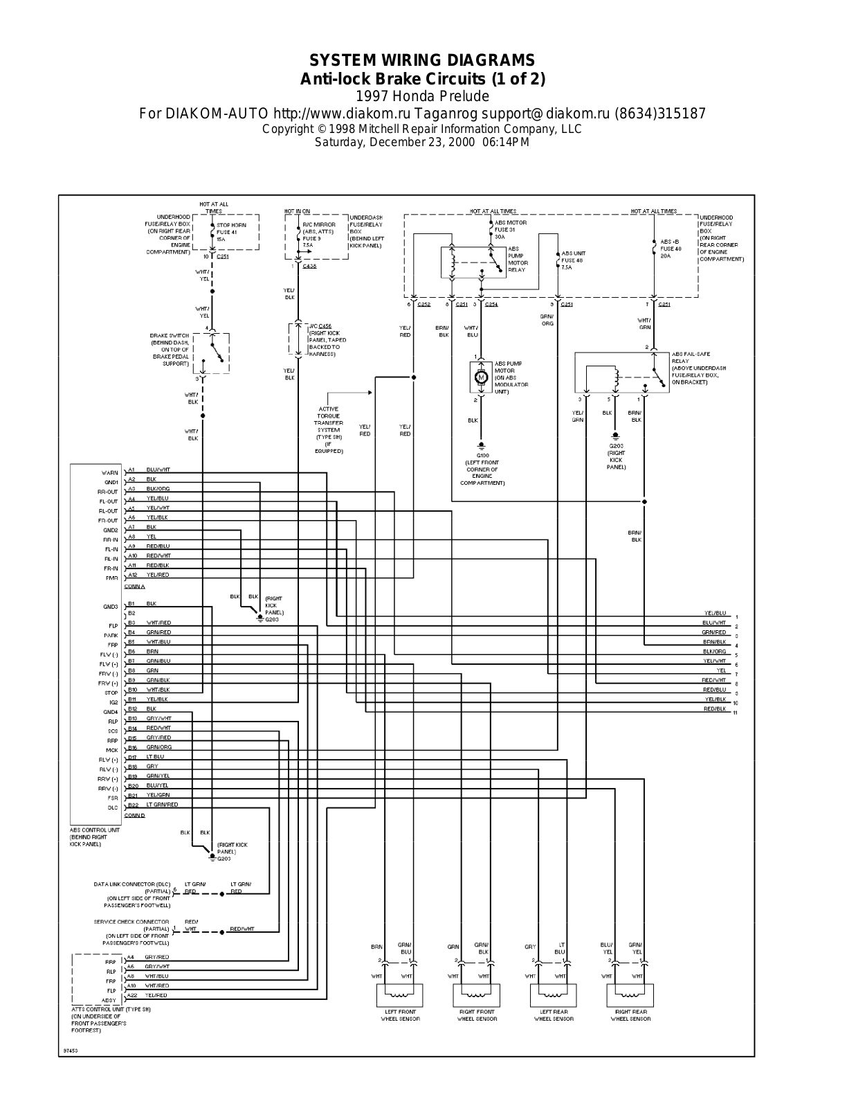 Honda Prelude 1997-1999 Wire Diagrams  17463