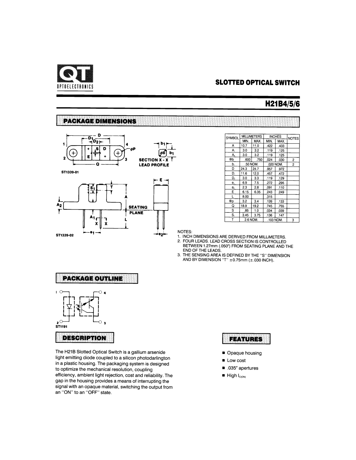 QT H21B6, H21B5, H21B4 Datasheet