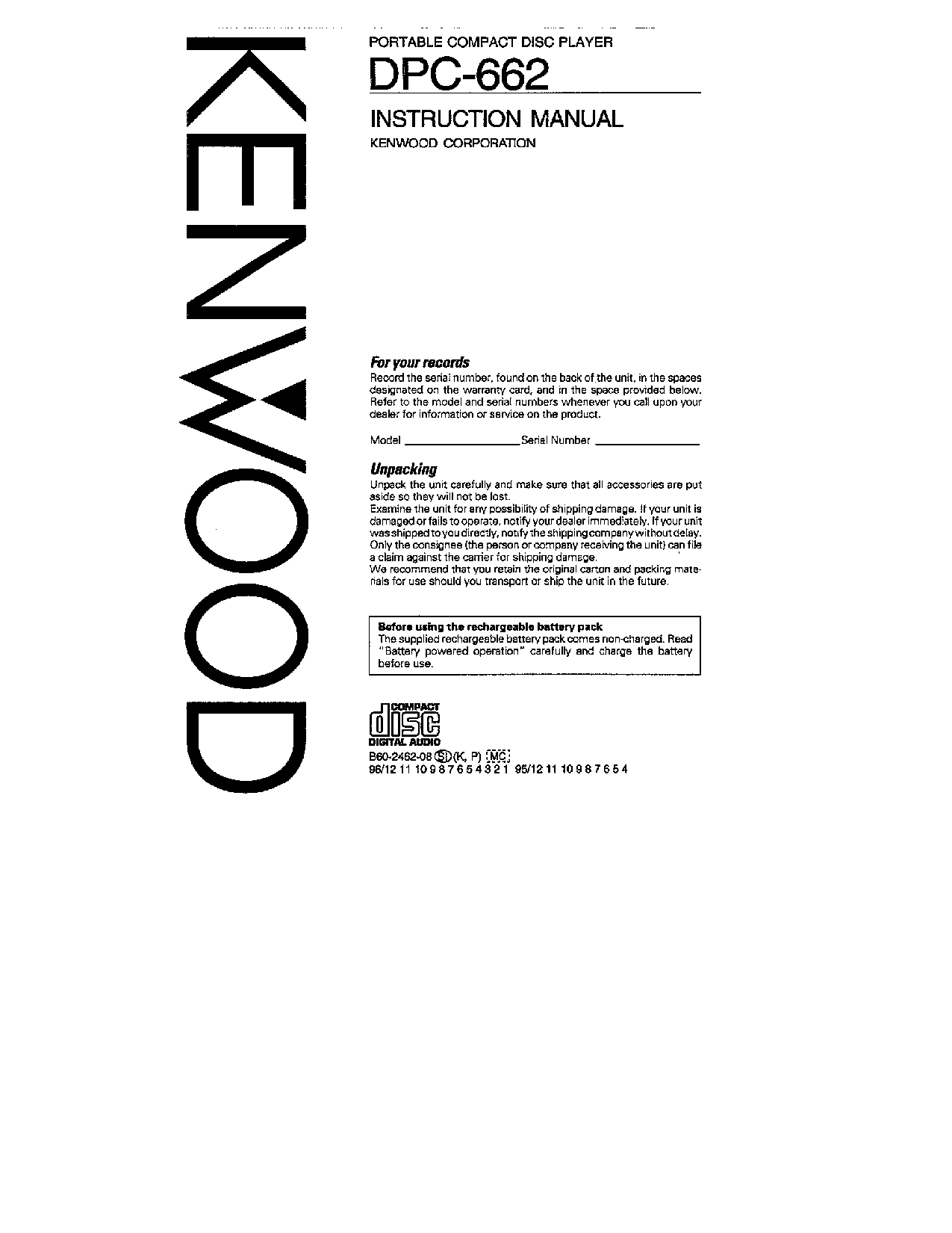 Kenwood DPC-662 User Manual