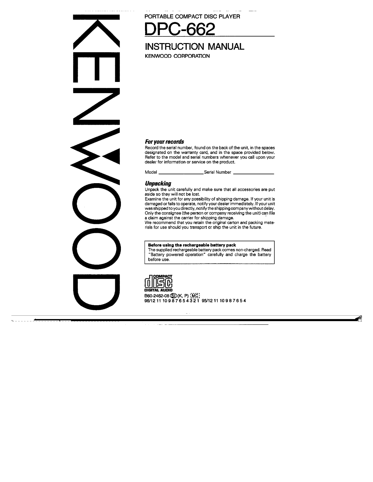 Kenwood DPC-662 User Manual