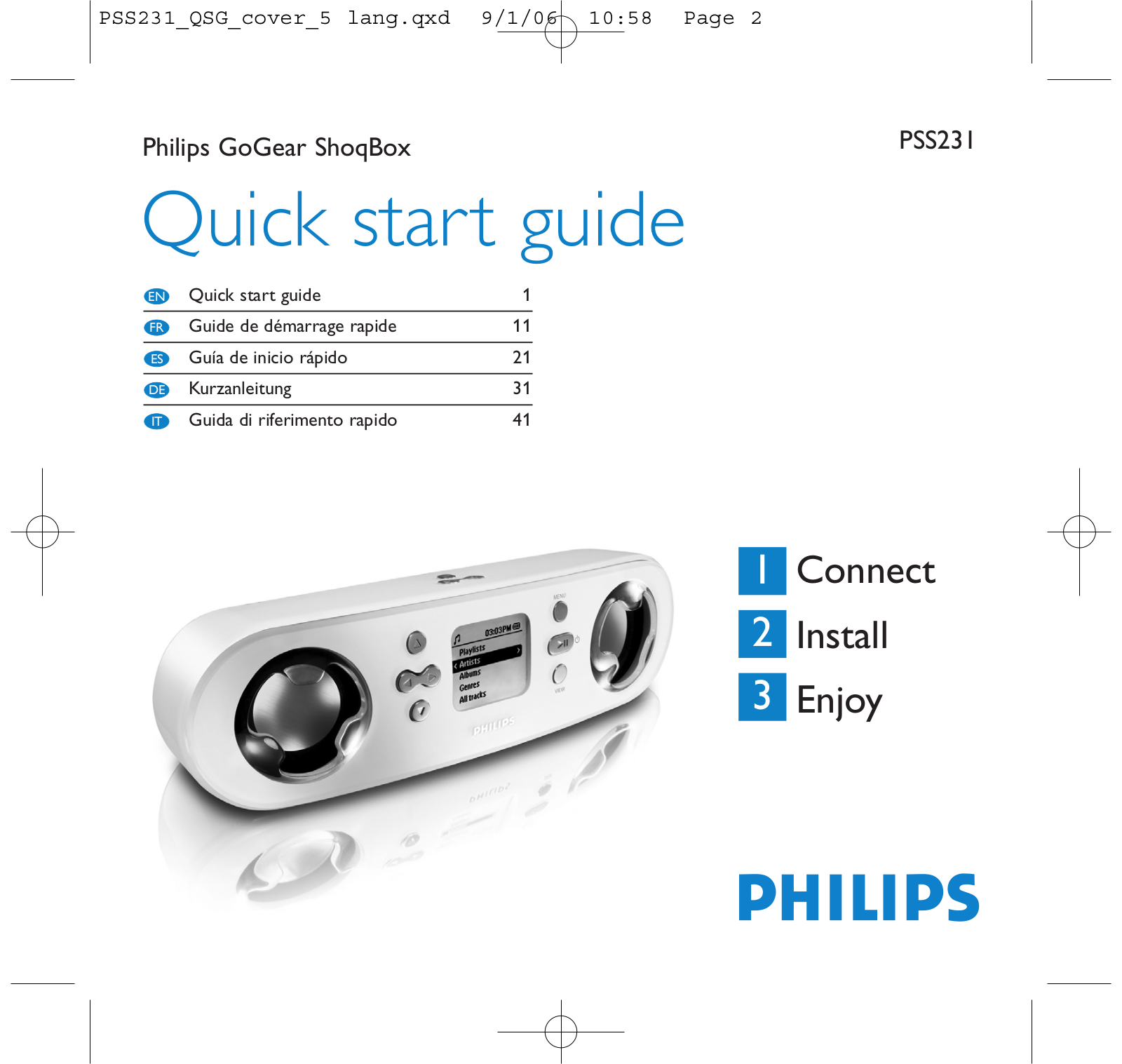 Philips PSS231 Quick Start Guide