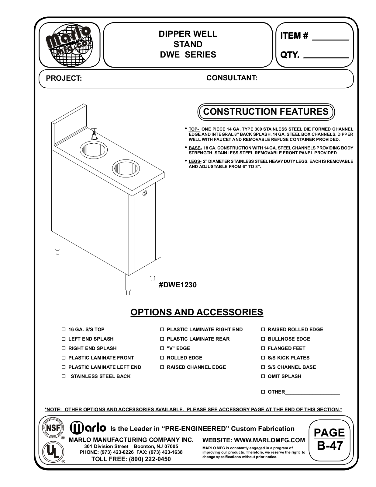 Marlo DWE1230 User Manual