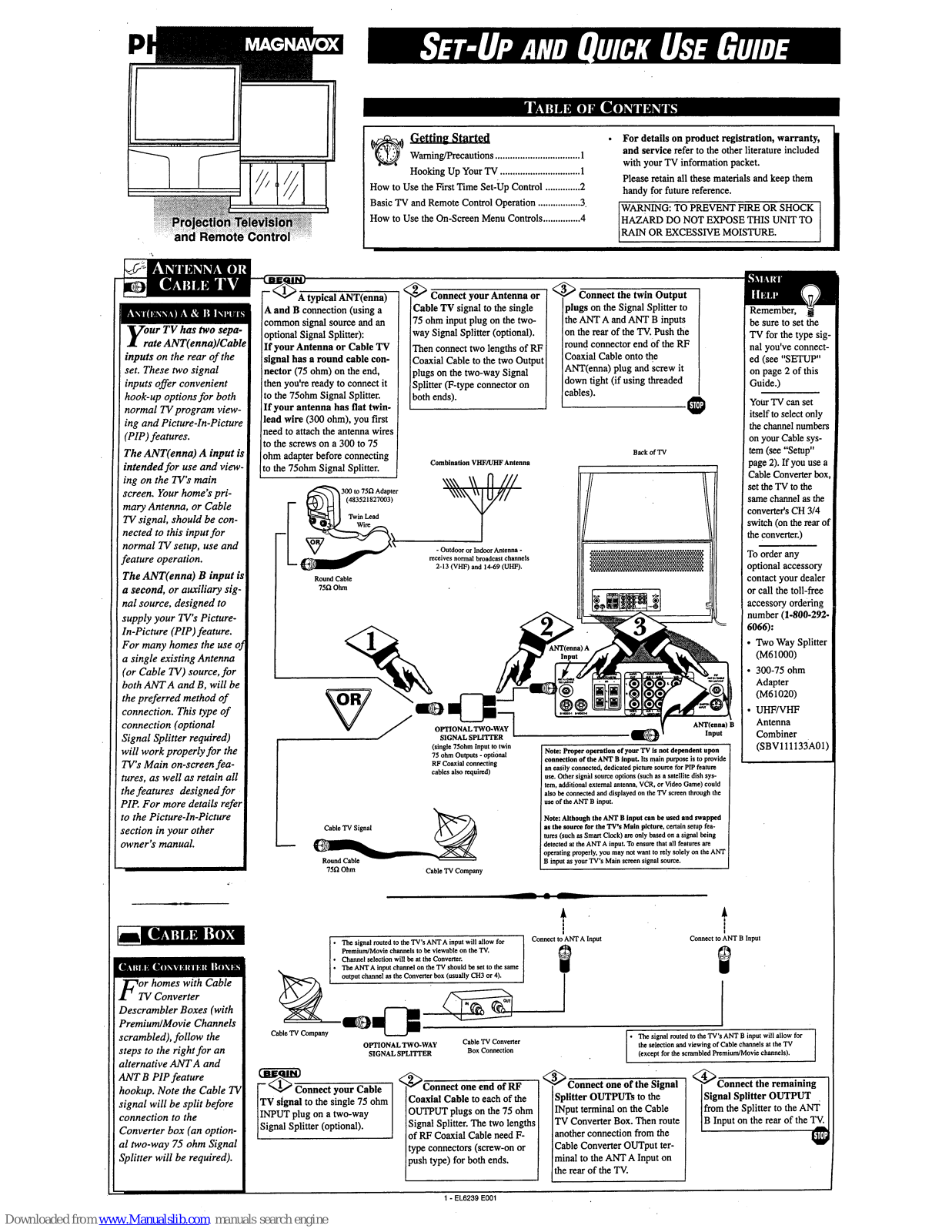 Philips/Magnavox 7P6051C, 7P5441C, 7P6041C, 7P5451C Set-up And Quick Use Manual