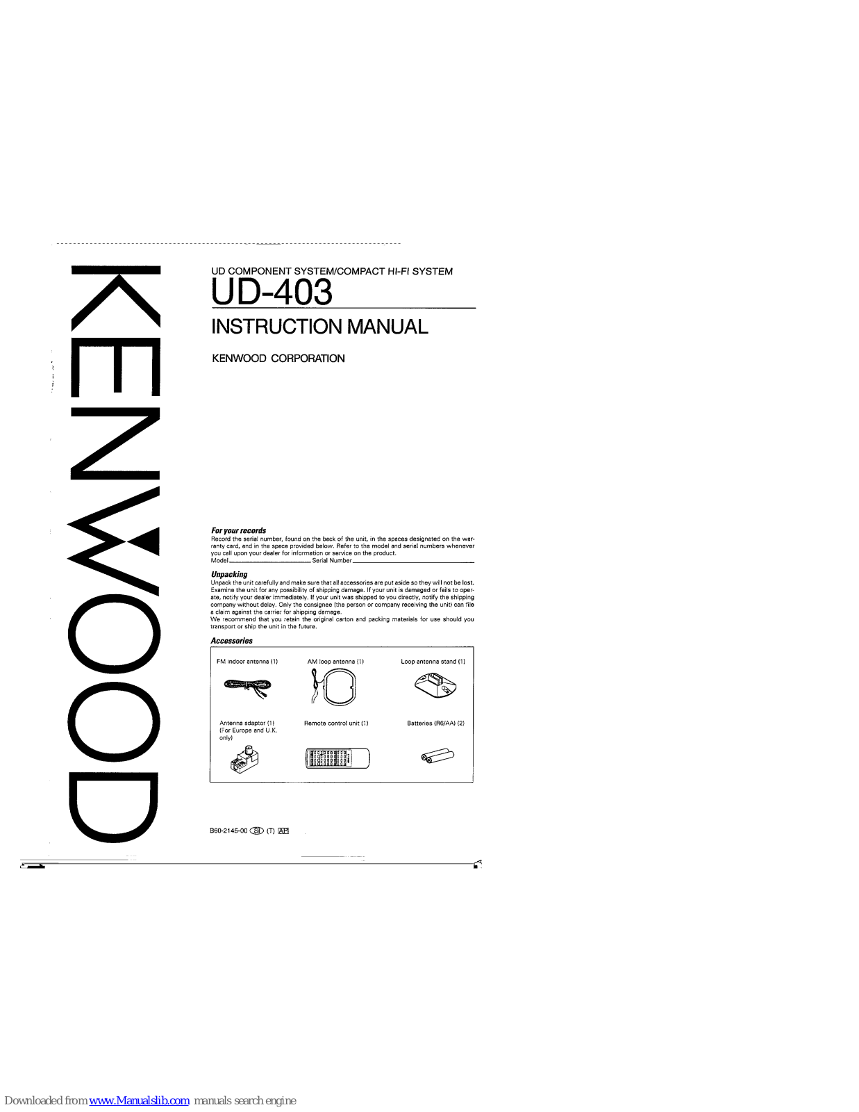 Kenwood LS-F4, RXD-F4, RXD-F4L Instruction Manual