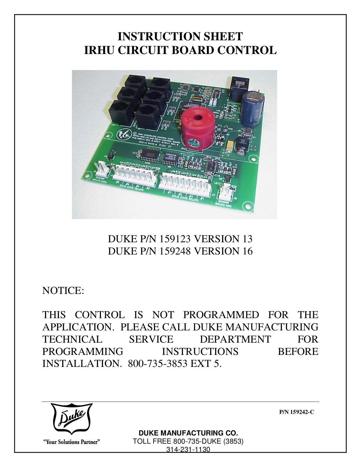 Duke IRHU User Manual