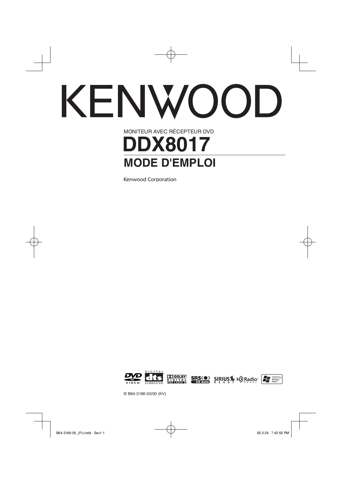 Kenwood DDX8017 User Manual